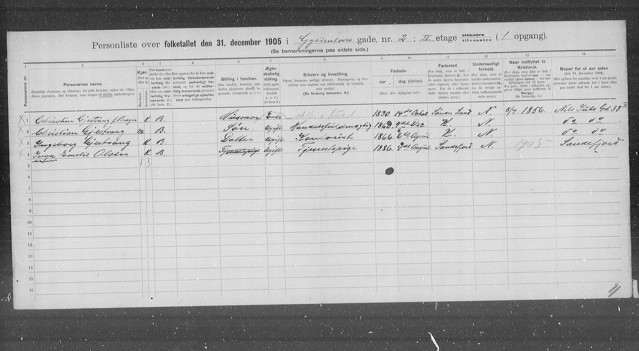 OBA, Municipal Census 1905 for Kristiania, 1905, p. 17078