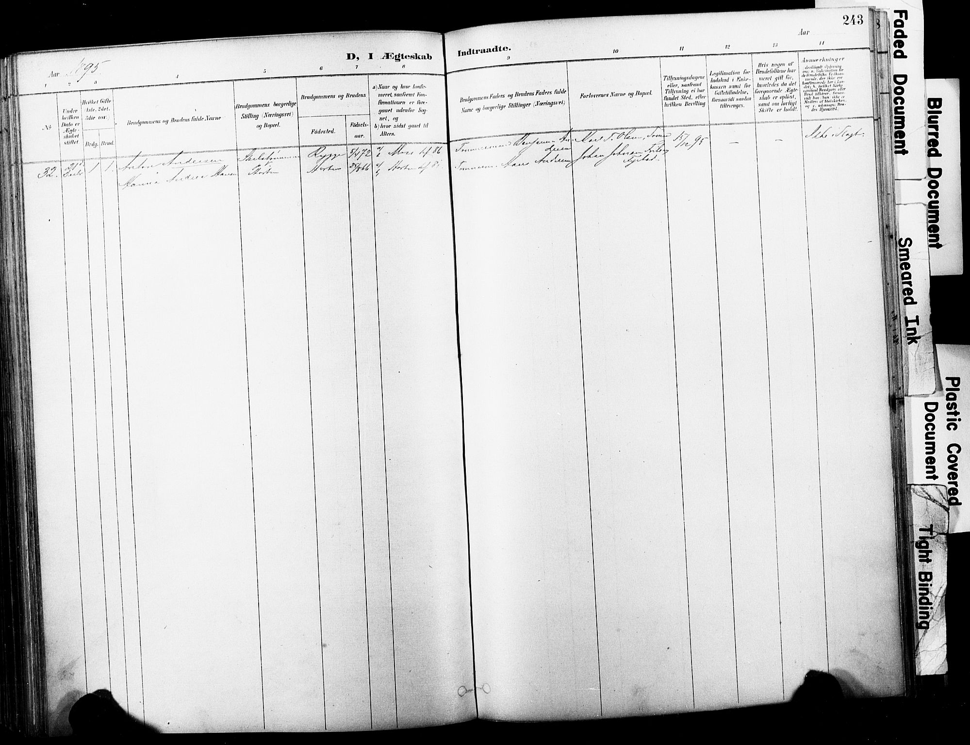 Horten kirkebøker, AV/SAKO-A-348/F/Fa/L0004: Parish register (official) no. 4, 1888-1895, p. 243