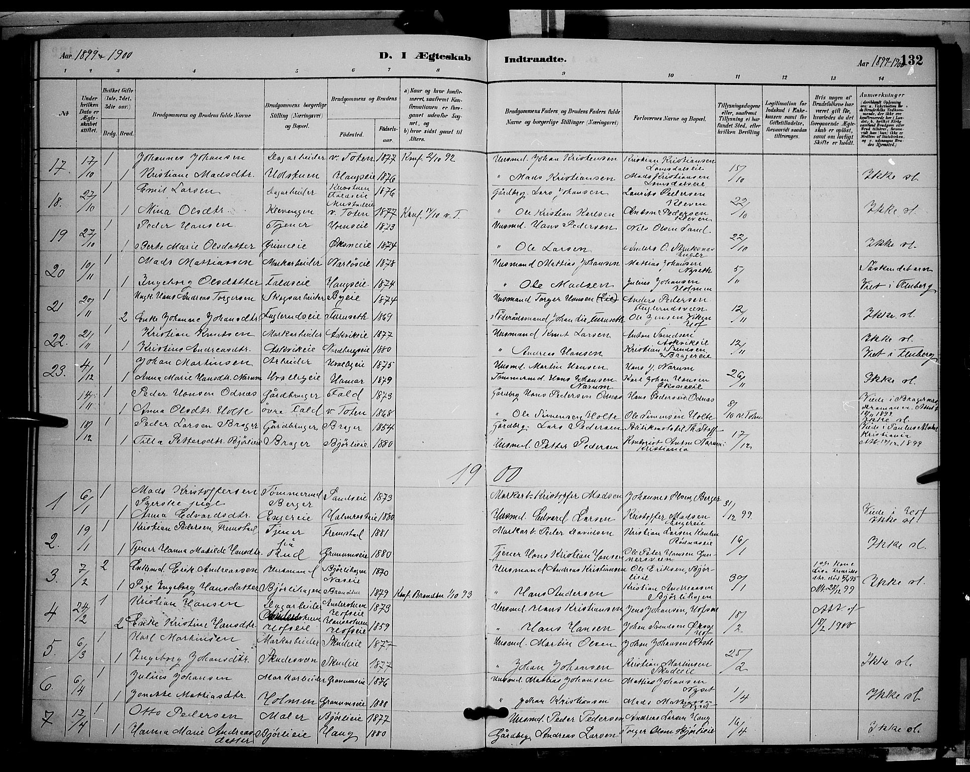 Søndre Land prestekontor, SAH/PREST-122/L/L0002: Parish register (copy) no. 2, 1884-1900, p. 132