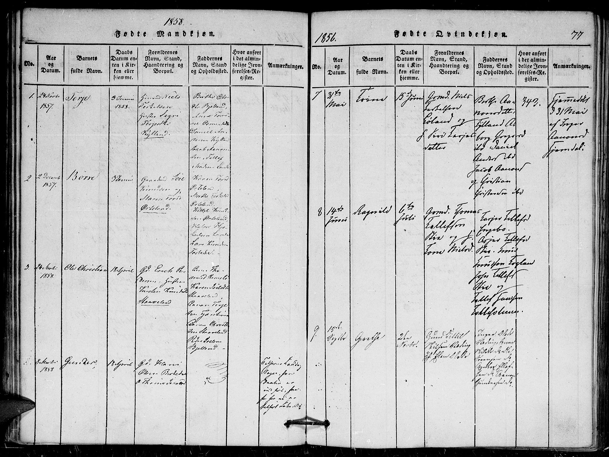 Herefoss sokneprestkontor, AV/SAK-1111-0019/F/Fa/Faa/L0001: Parish register (official) no. A 1, 1816-1860, p. 77