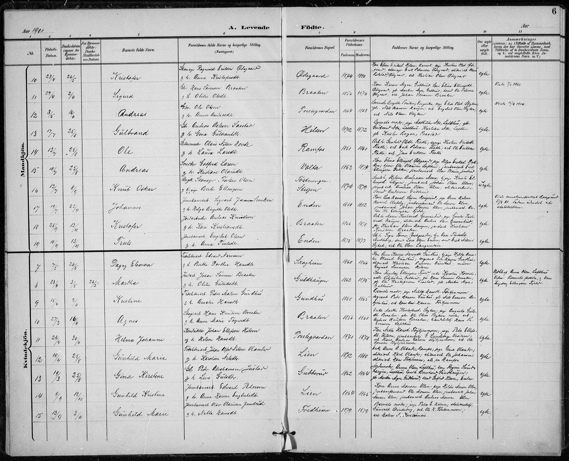 Modum kirkebøker, AV/SAKO-A-234/F/Fa/L0020: Parish register (official) no. 20, 1900-1917, p. 6