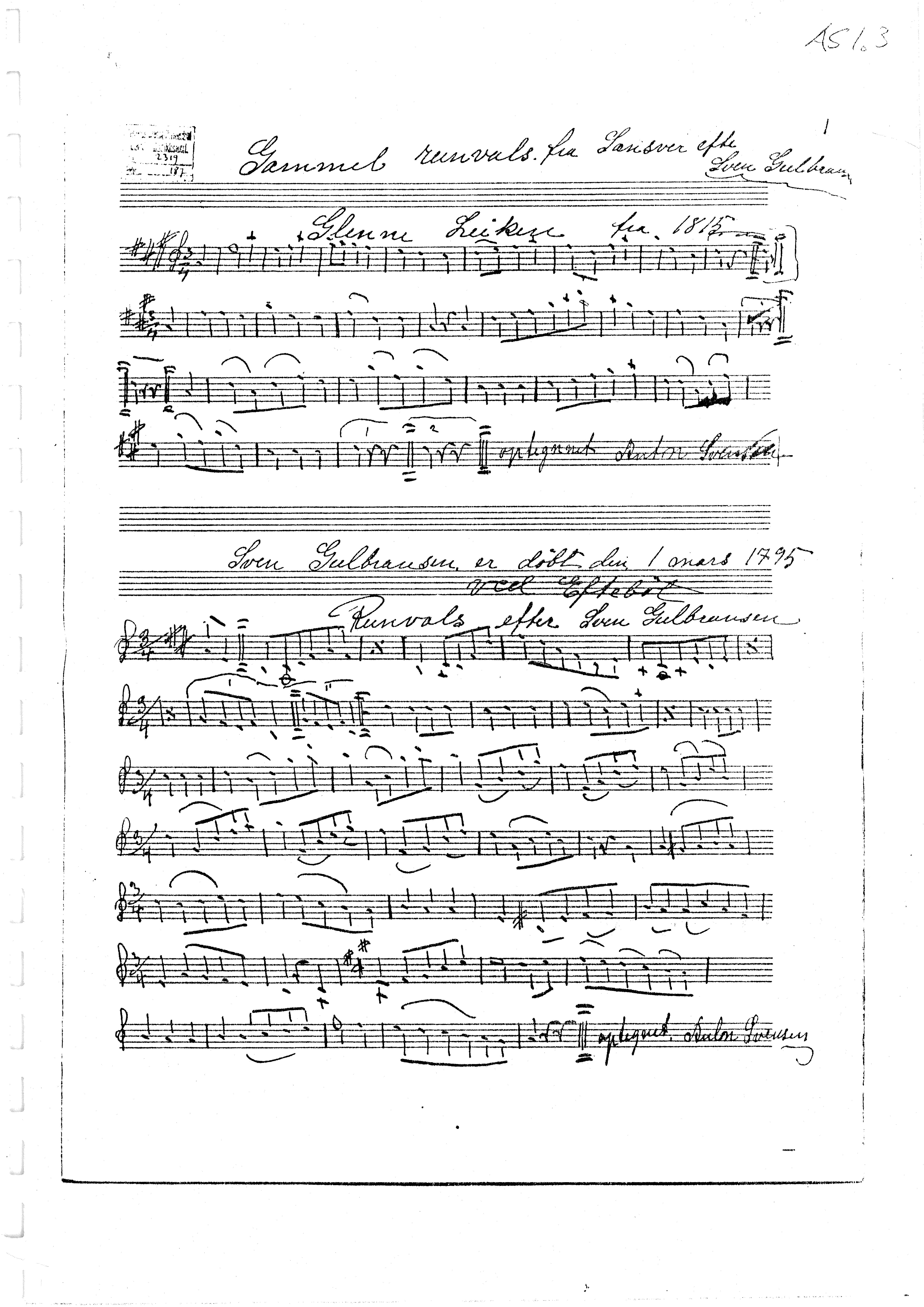 Sa 16 - Folkemusikk fra Vestfold, Gjerdesamlingen, VEMU/A-1868/H/L0006/0002: Innsamlet informasjon, kopier / 13 Notebok etter Anton Svendsen, Vassås og Ole Jacobsen, Kongsberg