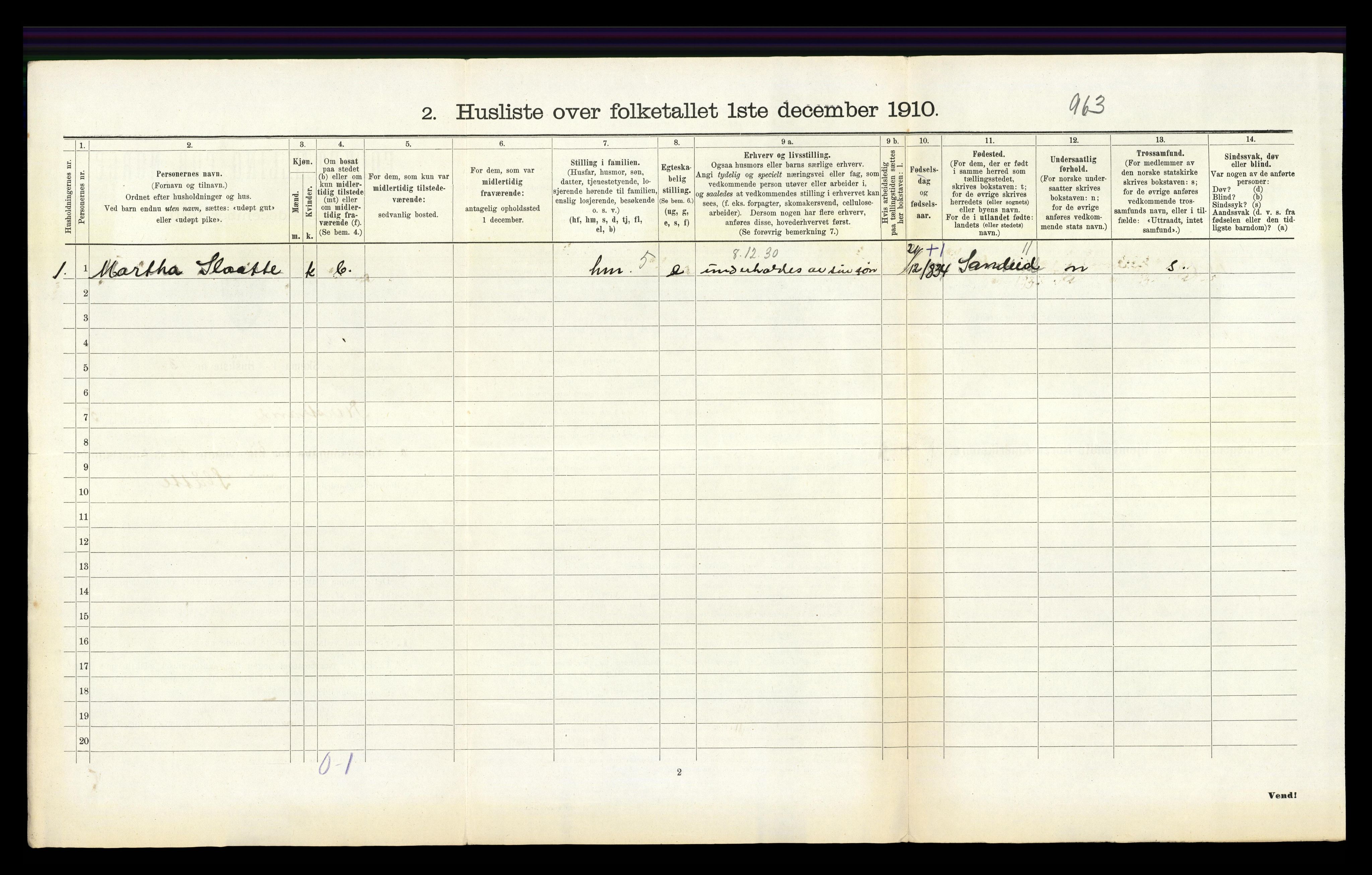 RA, 1910 census for Nedstrand, 1910, p. 378