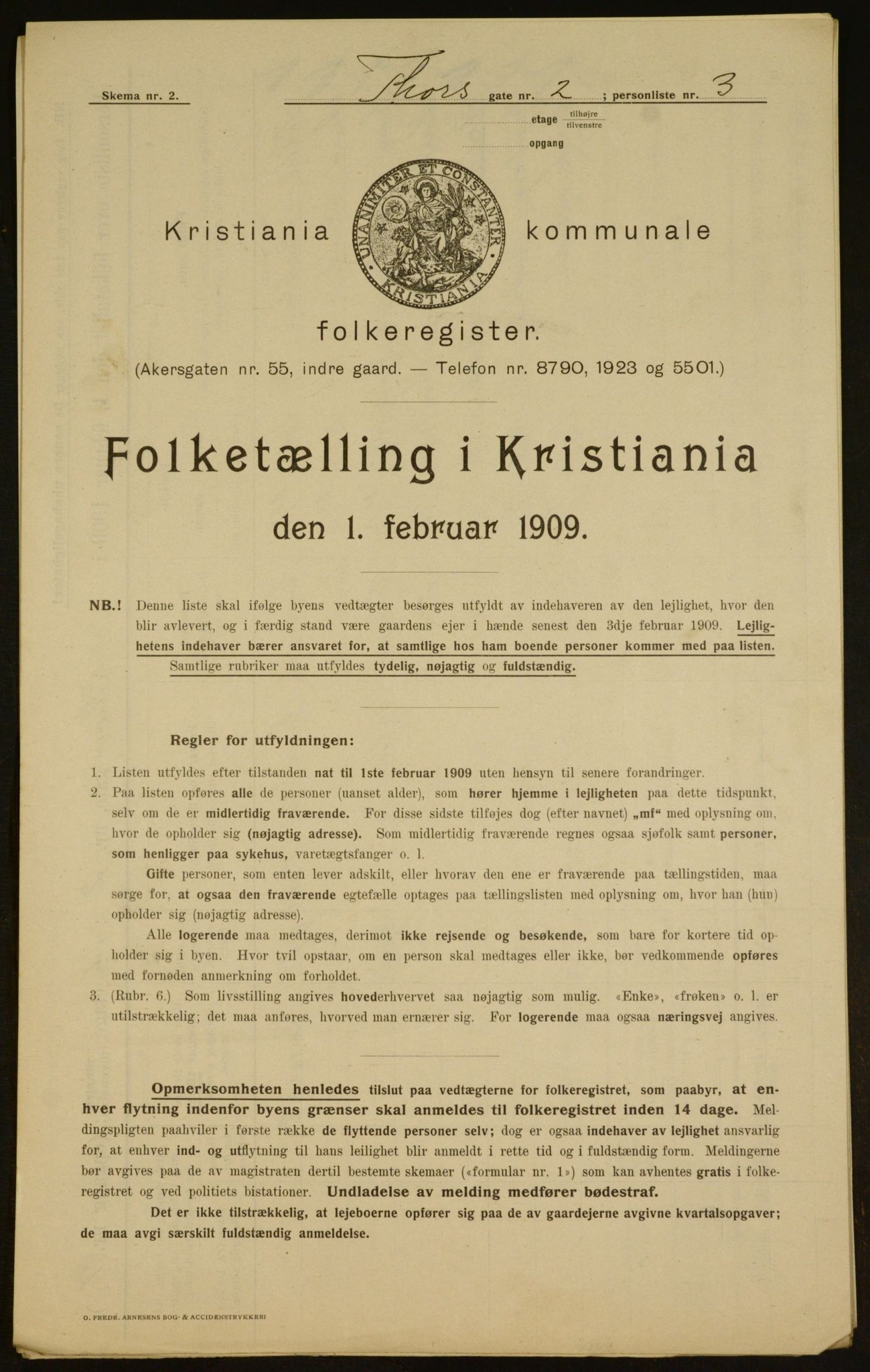 OBA, Municipal Census 1909 for Kristiania, 1909, p. 103727