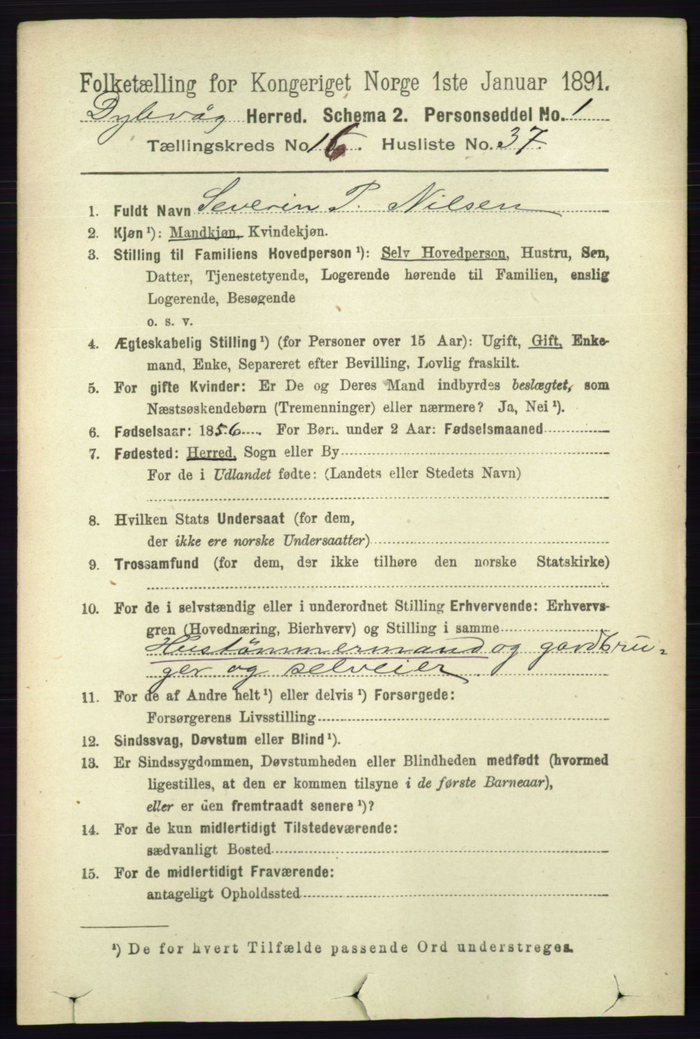 RA, 1891 census for 0915 Dypvåg, 1891, p. 6628