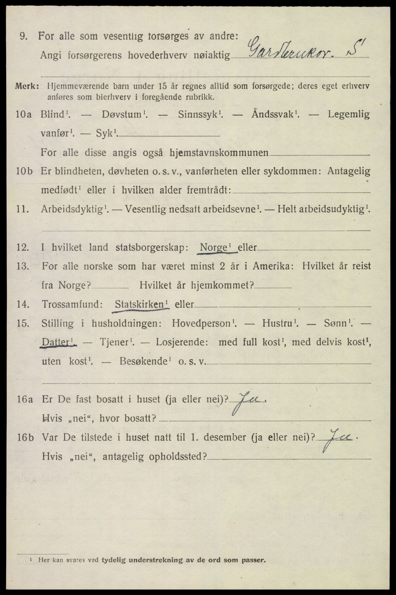 SAK, 1920 census for Valle, 1920, p. 2306