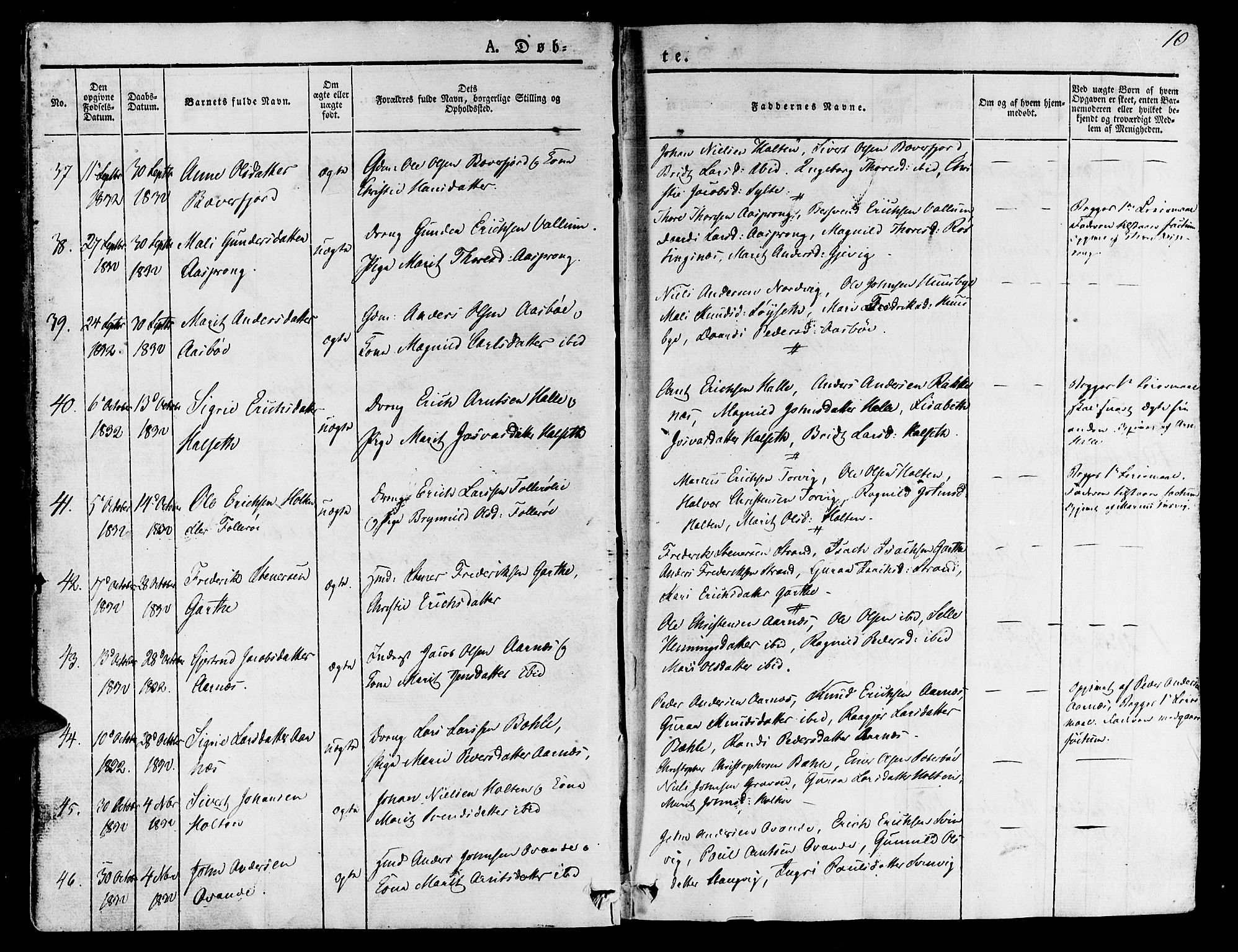 Ministerialprotokoller, klokkerbøker og fødselsregistre - Møre og Romsdal, AV/SAT-A-1454/592/L1024: Parish register (official) no. 592A03 /1, 1831-1849, p. 10