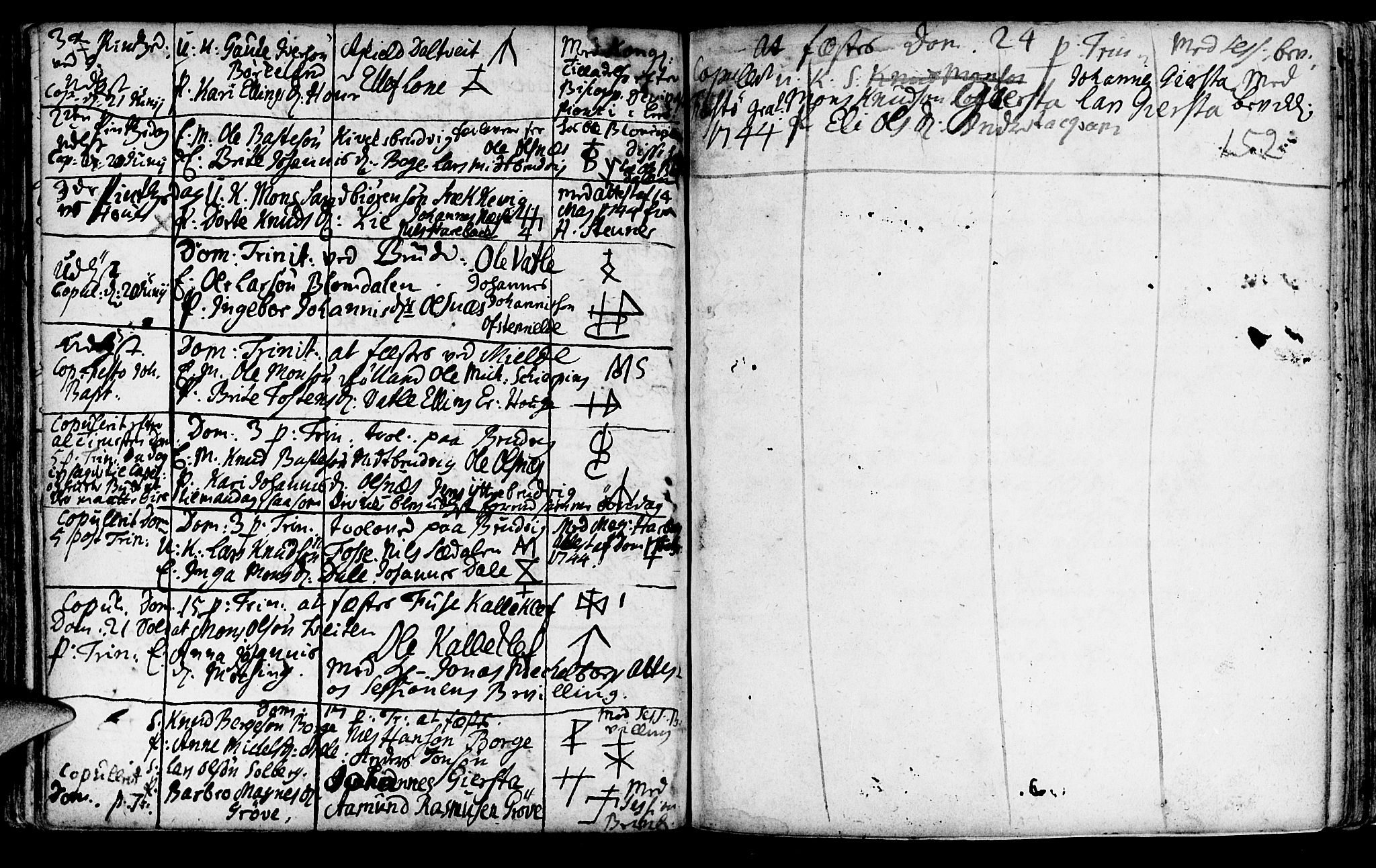 Haus sokneprestembete, AV/SAB-A-75601/H/Haa: Parish register (official) no. A 5, 1733-1747, p. 152