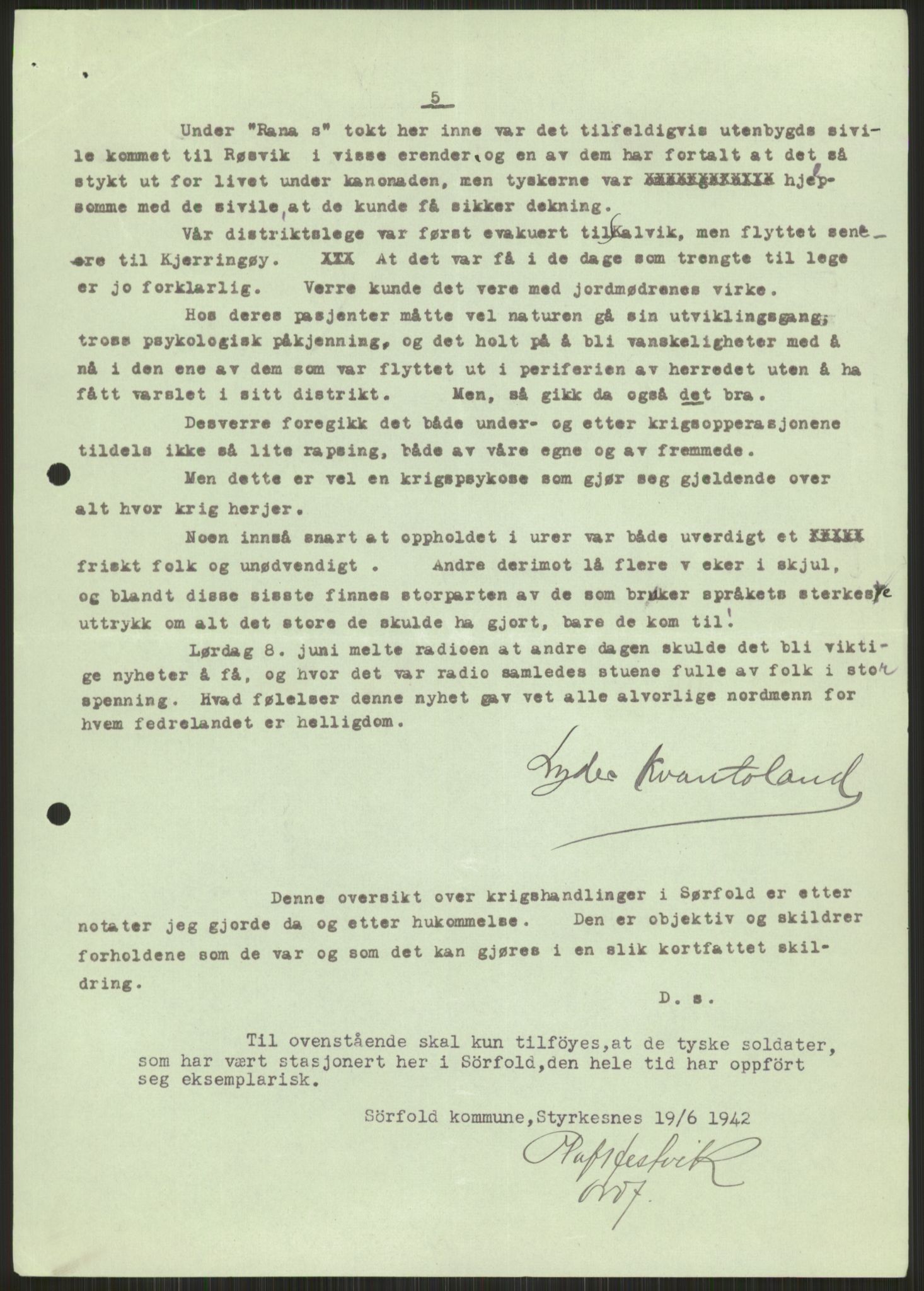 Forsvaret, Forsvarets krigshistoriske avdeling, AV/RA-RAFA-2017/Y/Ya/L0017: II-C-11-31 - Fylkesmenn.  Rapporter om krigsbegivenhetene 1940., 1940, p. 344