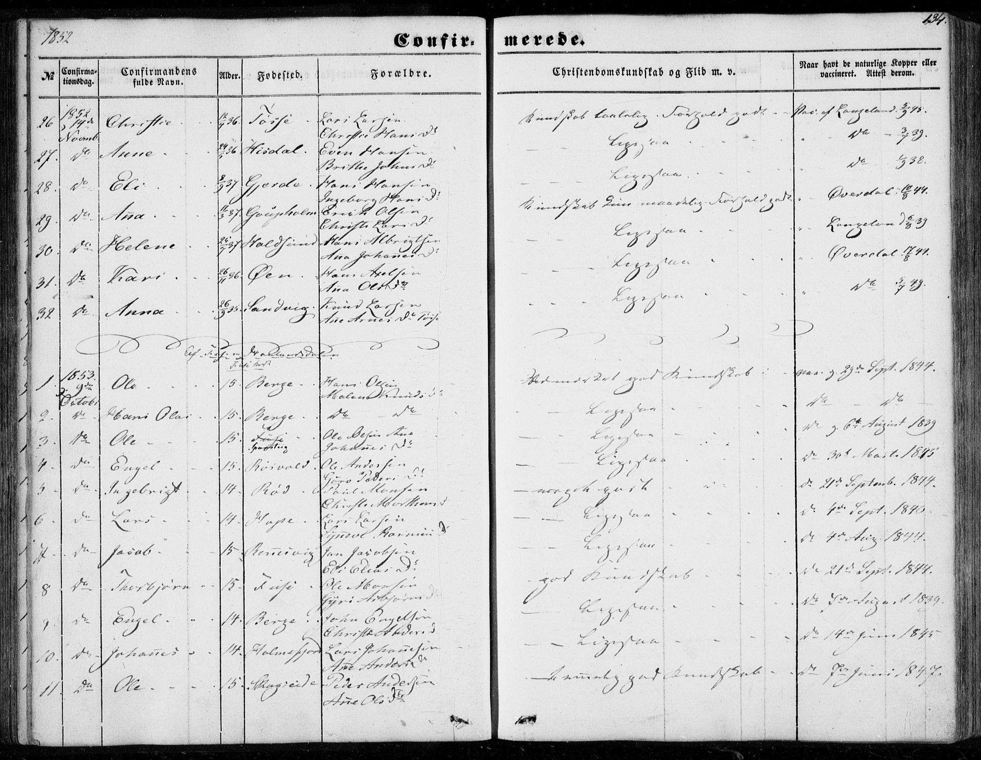 Os sokneprestembete, SAB/A-99929: Parish register (official) no. A 16, 1851-1859, p. 134
