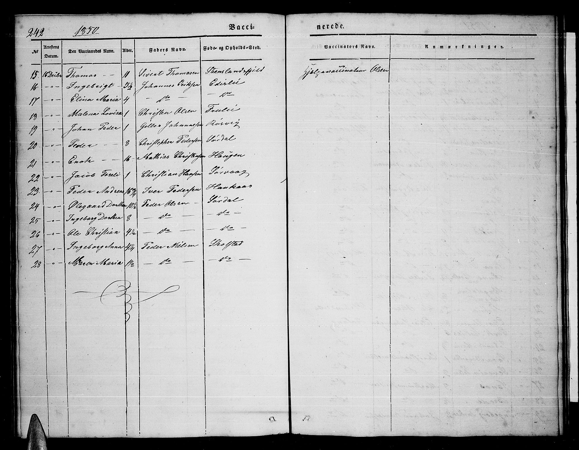 Ministerialprotokoller, klokkerbøker og fødselsregistre - Nordland, AV/SAT-A-1459/859/L0856: Parish register (copy) no. 859C02, 1843-1854, p. 242