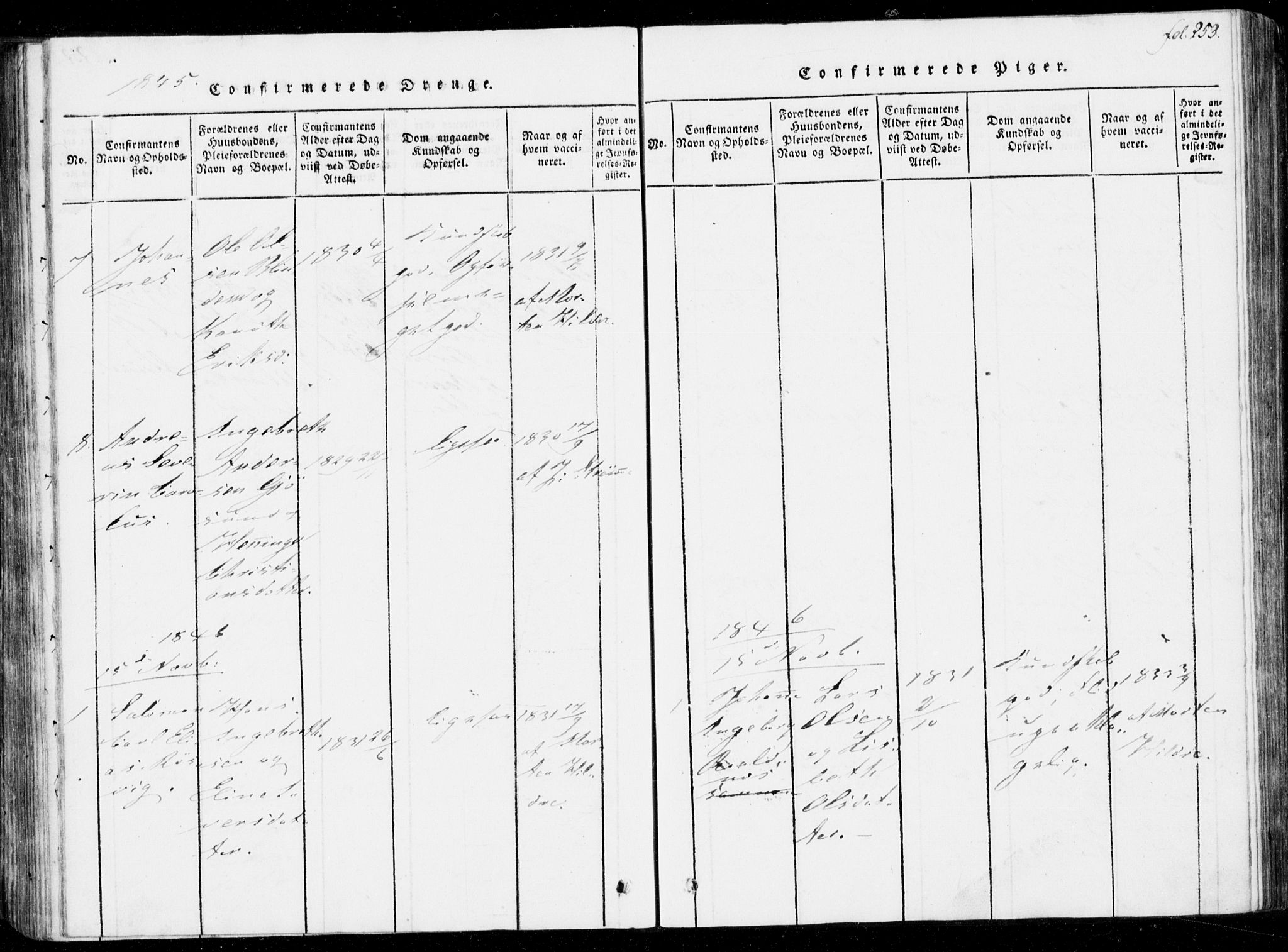 Ministerialprotokoller, klokkerbøker og fødselsregistre - Møre og Romsdal, SAT/A-1454/537/L0517: Parish register (official) no. 537A01, 1818-1862, p. 253