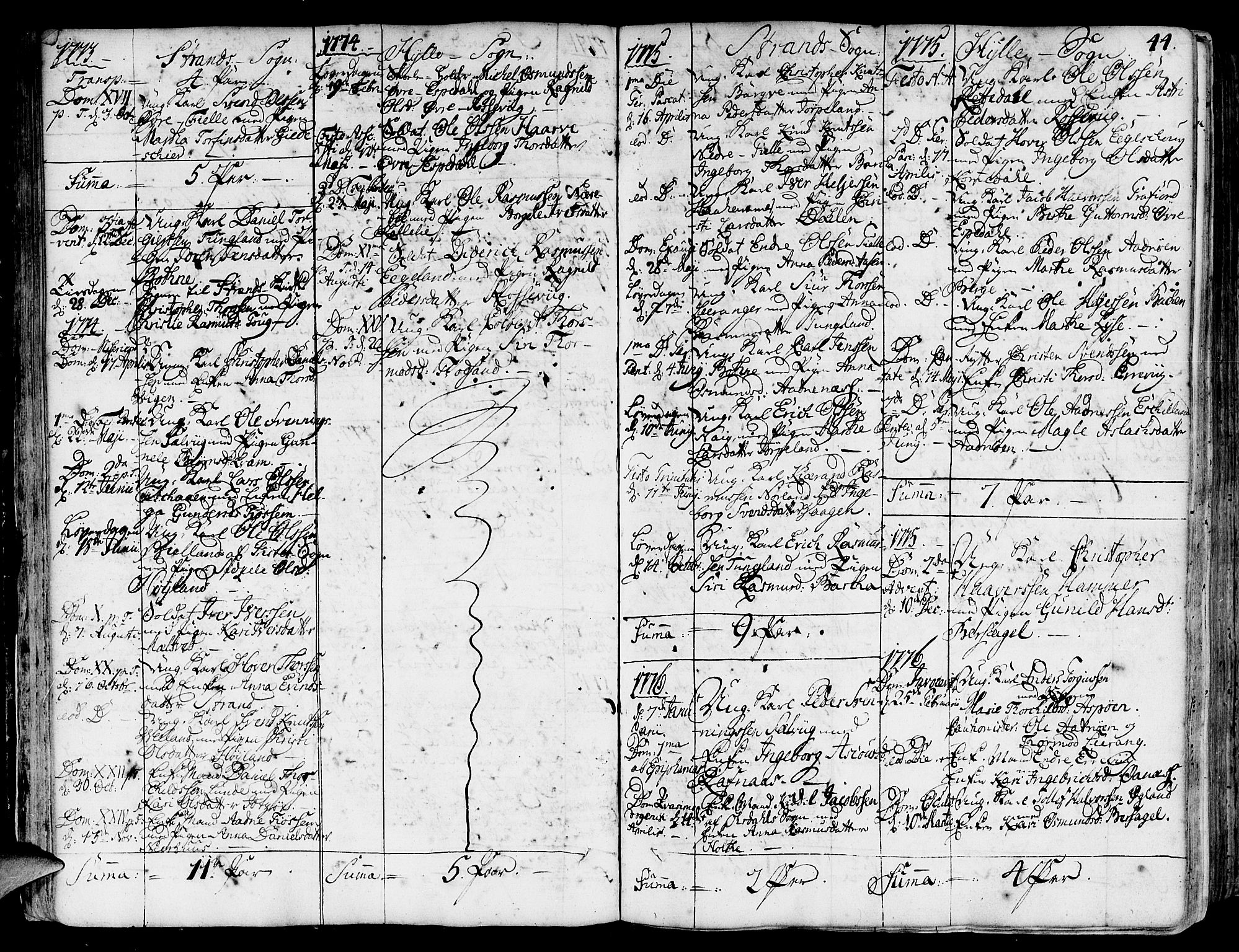 Strand sokneprestkontor, SAST/A-101828/H/Ha/Haa/L0003: Parish register (official) no. A 3, 1769-1816, p. 44