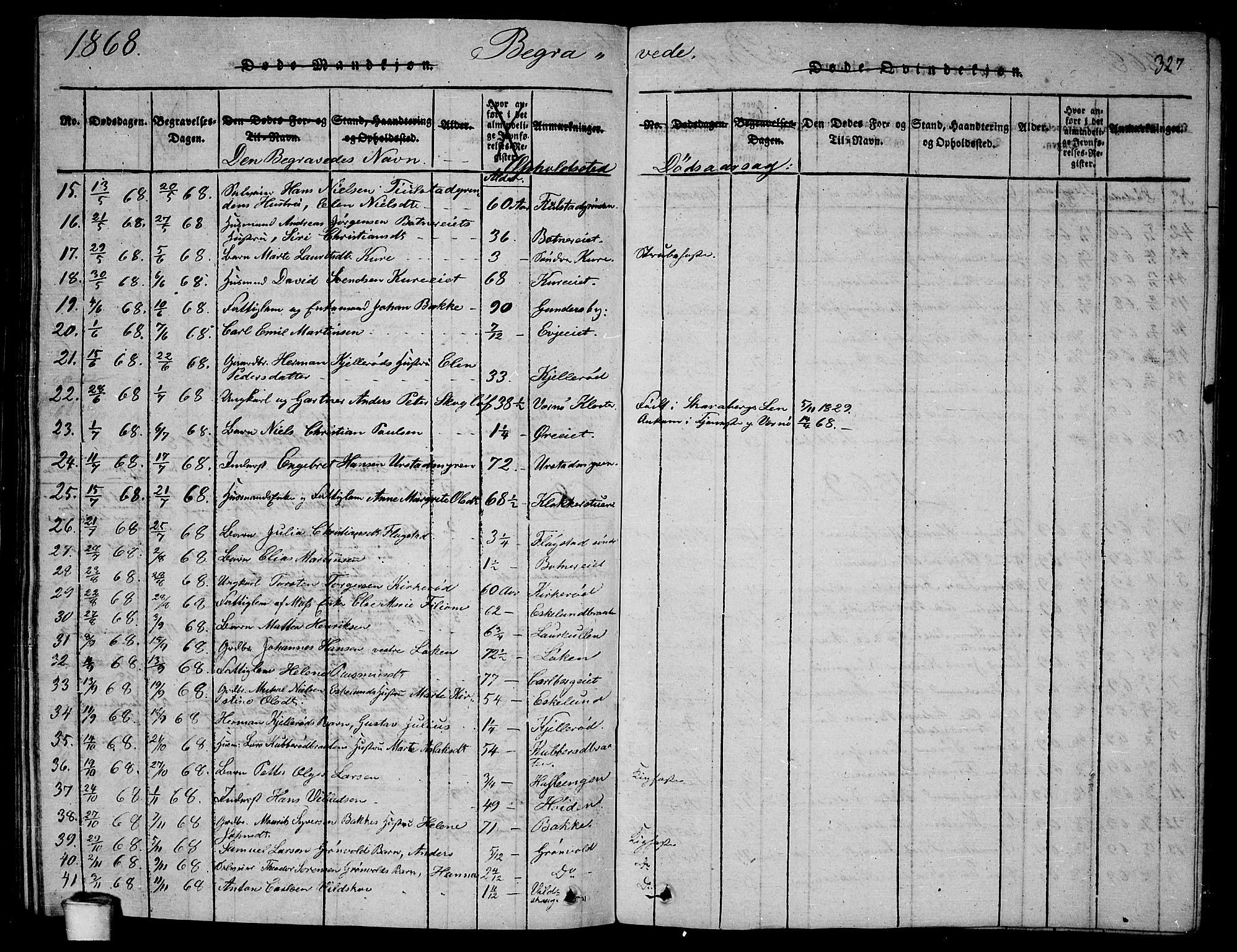 Rygge prestekontor Kirkebøker, AV/SAO-A-10084b/G/Ga/L0001: Parish register (copy) no. 1, 1814-1871, p. 326-327