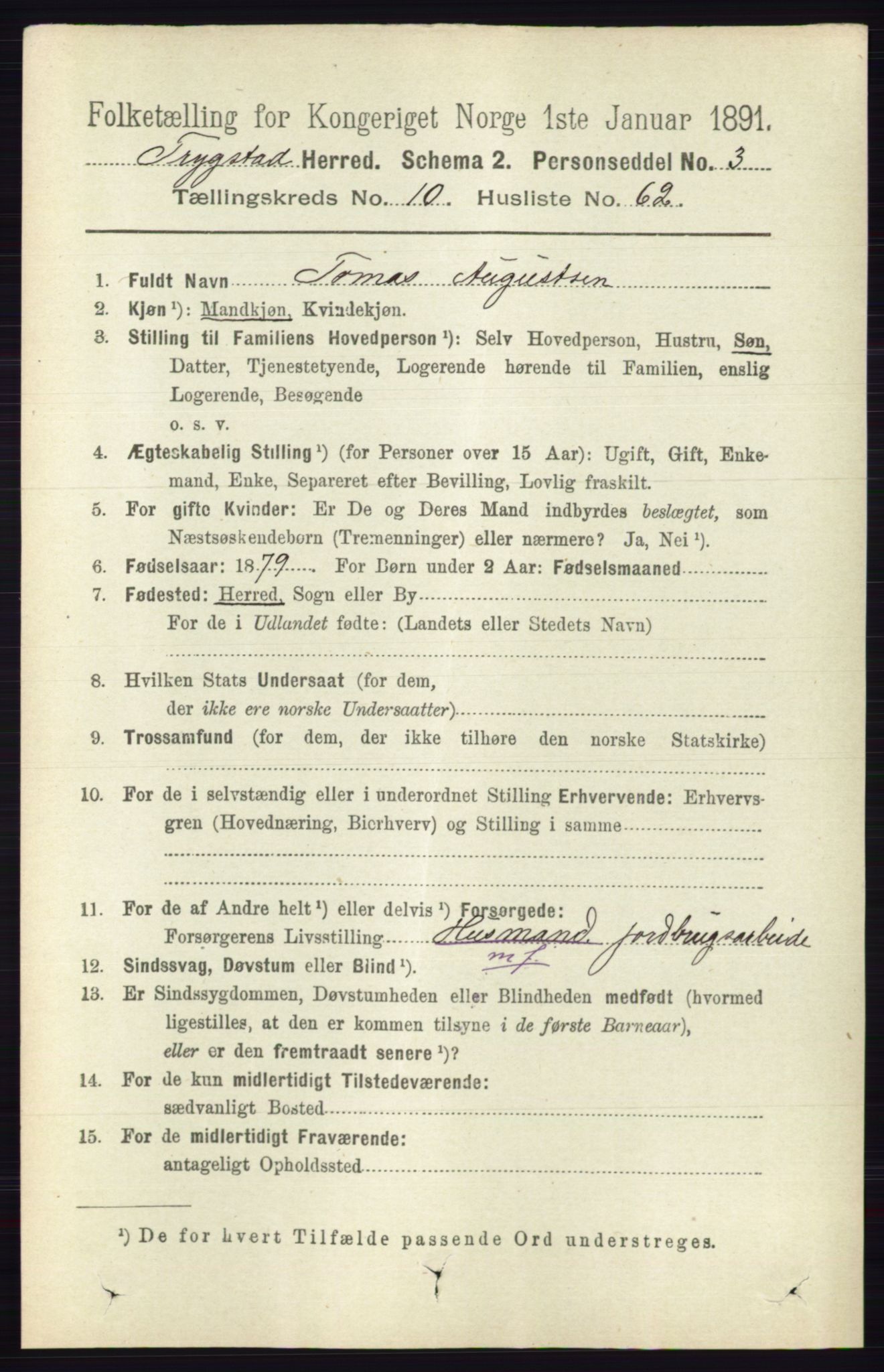 RA, 1891 Census for 0122 Trøgstad, 1891, p. 4639