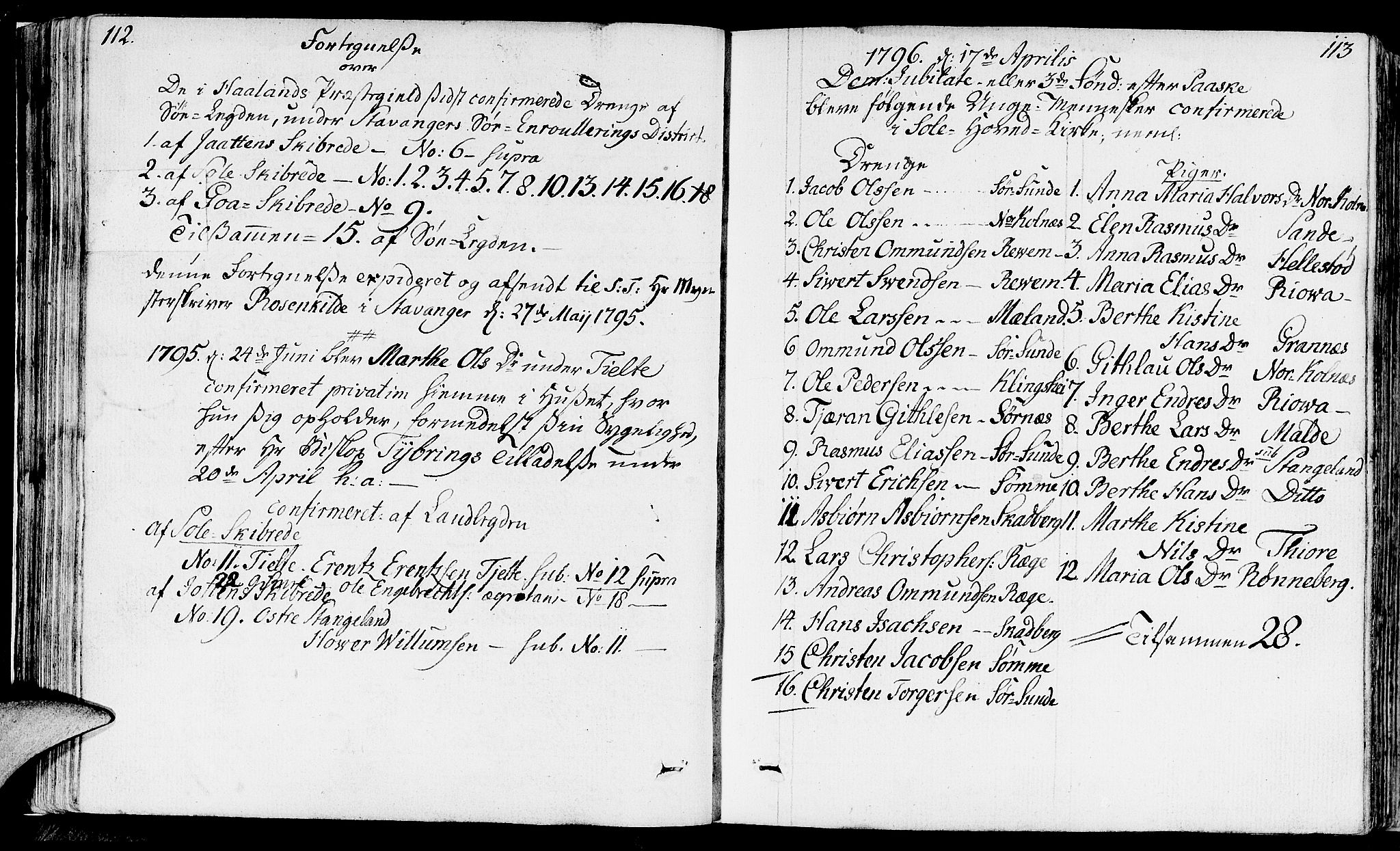 Håland sokneprestkontor, SAST/A-101802/001/30BA/L0003: Parish register (official) no. A 3, 1794-1815, p. 112-113