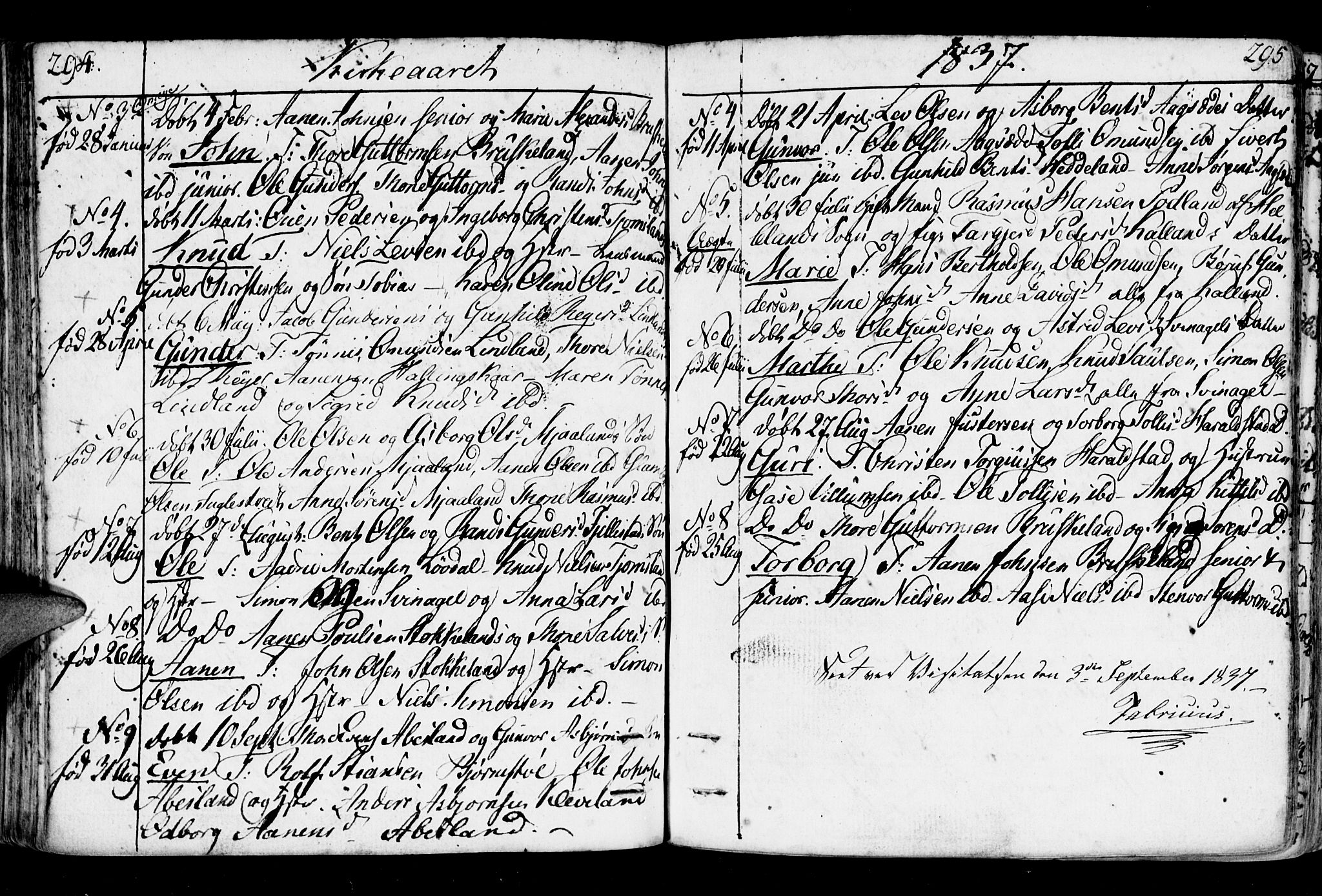 Holum sokneprestkontor, AV/SAK-1111-0022/F/Fa/Fab/L0004: Parish register (official) no. A 4, 1774-1847, p. 294-295