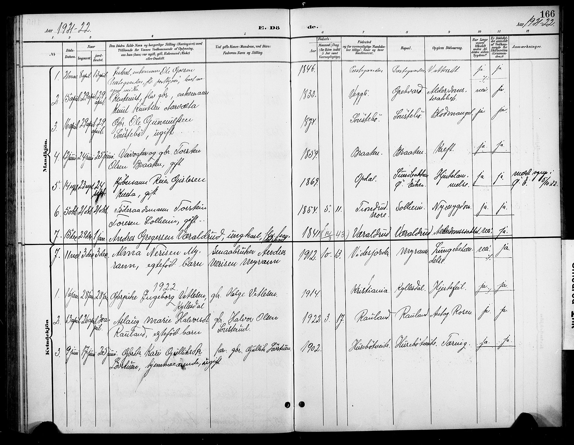 Nore kirkebøker, AV/SAKO-A-238/F/Fc/L0005: Parish register (official) no. III 5, 1898-1922, p. 166