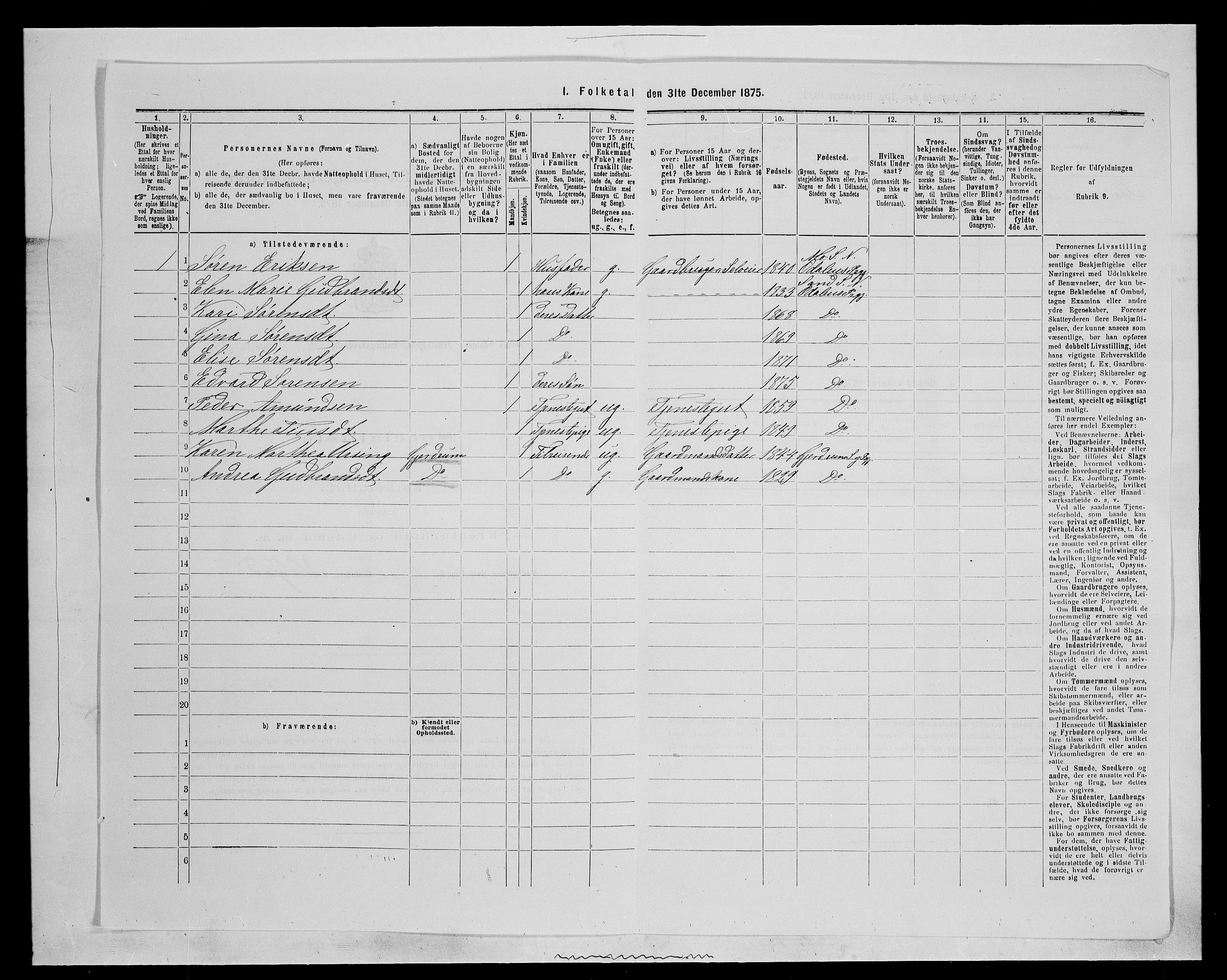 SAH, 1875 census for 0418P Nord-Odal, 1875, p. 219