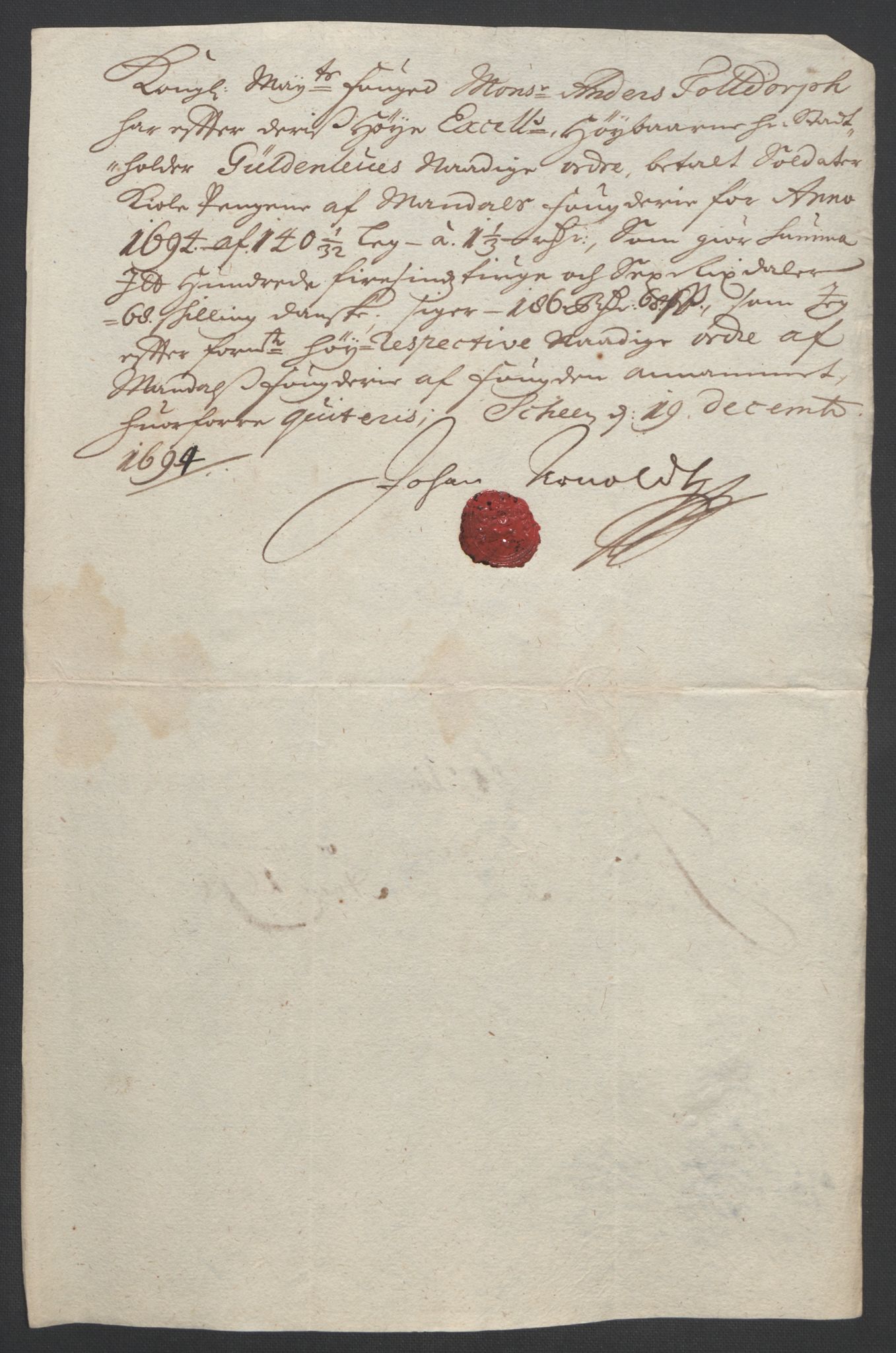 Rentekammeret inntil 1814, Reviderte regnskaper, Fogderegnskap, AV/RA-EA-4092/R43/L2545: Fogderegnskap Lista og Mandal, 1694-1695, p. 191