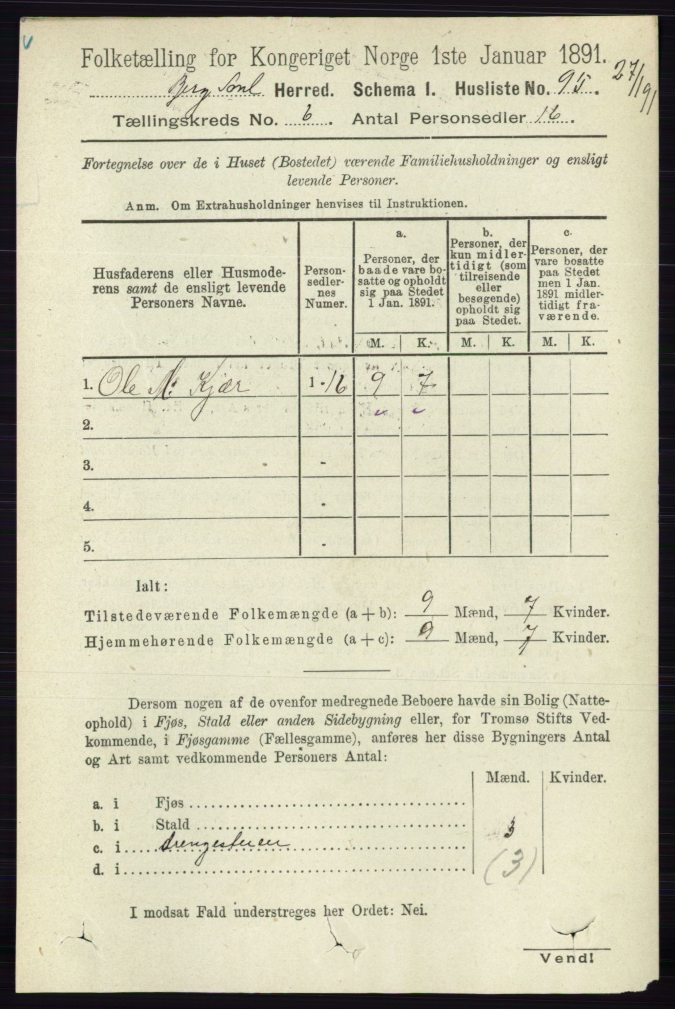 RA, 1891 census for 0116 Berg, 1891, p. 3731