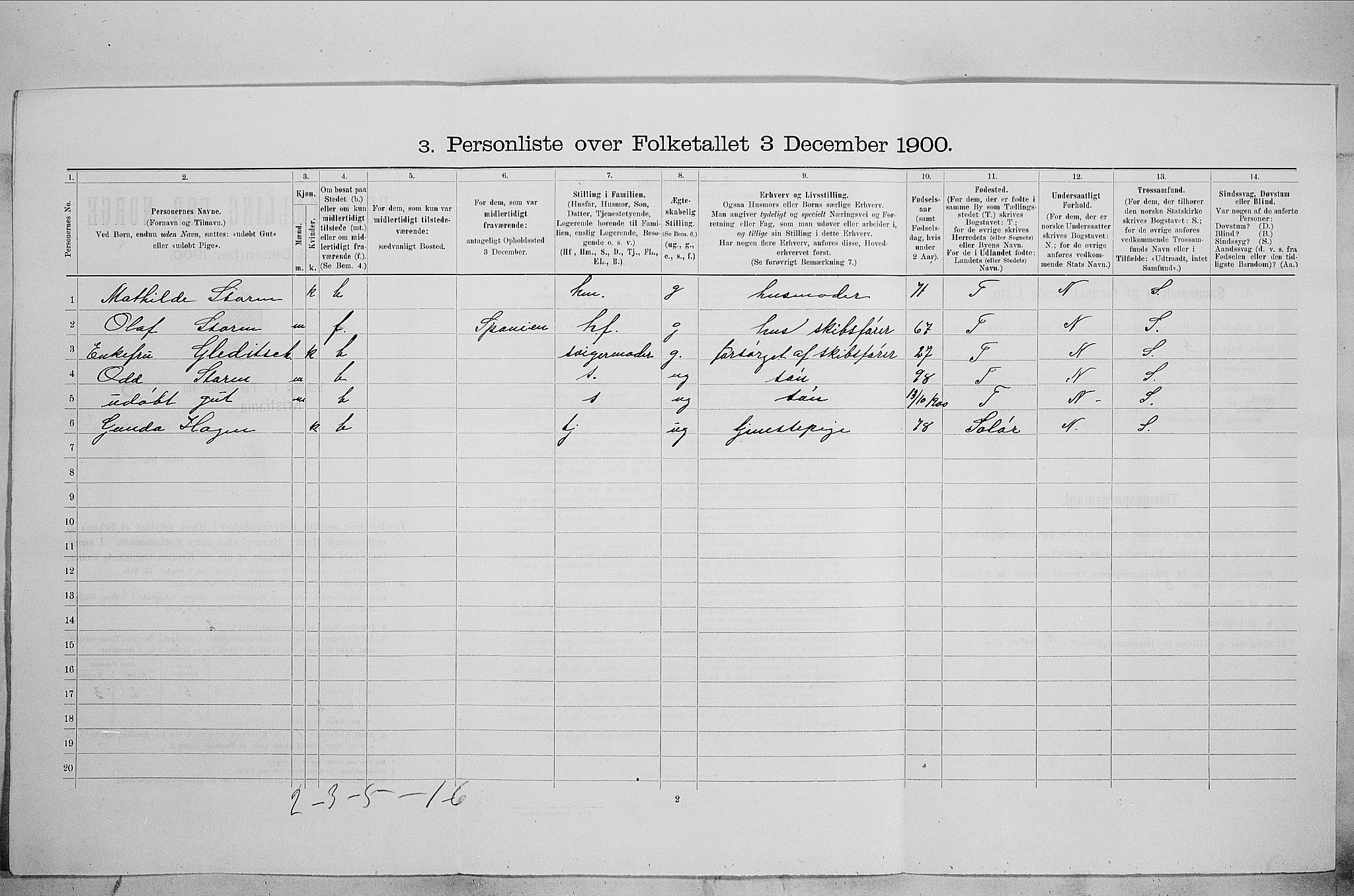 SAO, 1900 census for Kristiania, 1900, p. 57245