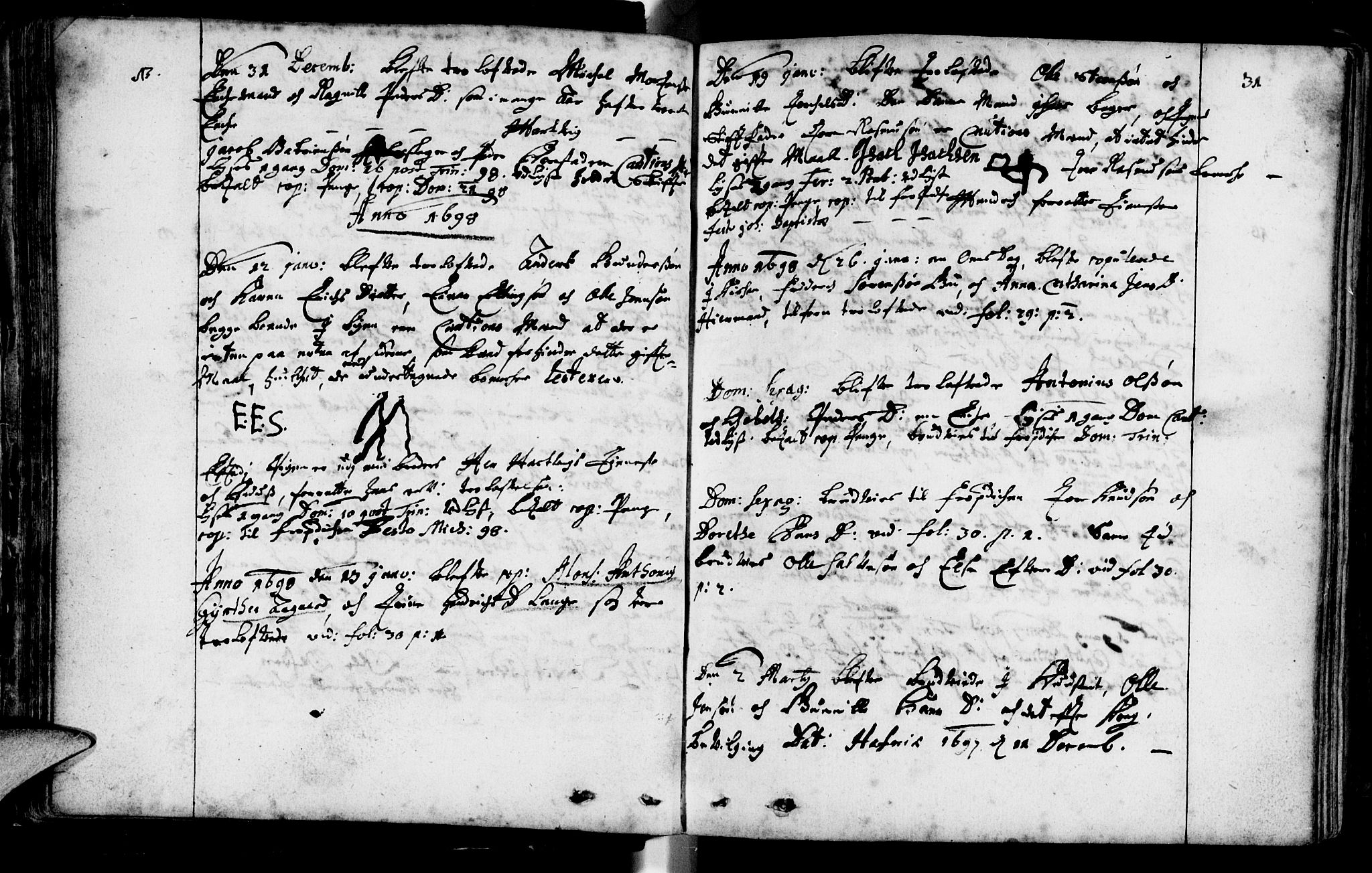 Domkirken sokneprestkontor, SAST/A-101812/001/30/30BA/L0001: Parish register (official) no. A 1 /1, 1688-1727, p. 31