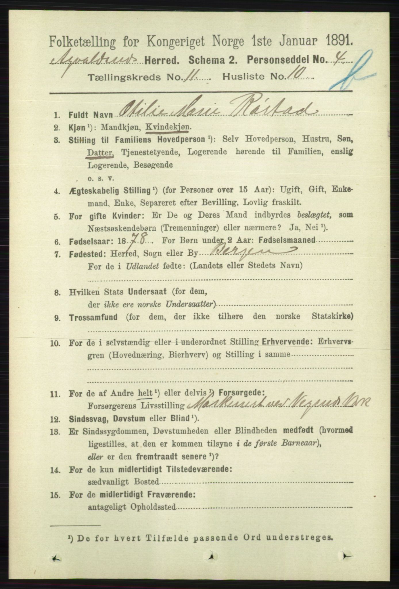 RA, 1891 census for 1147 Avaldsnes, 1891, p. 6368