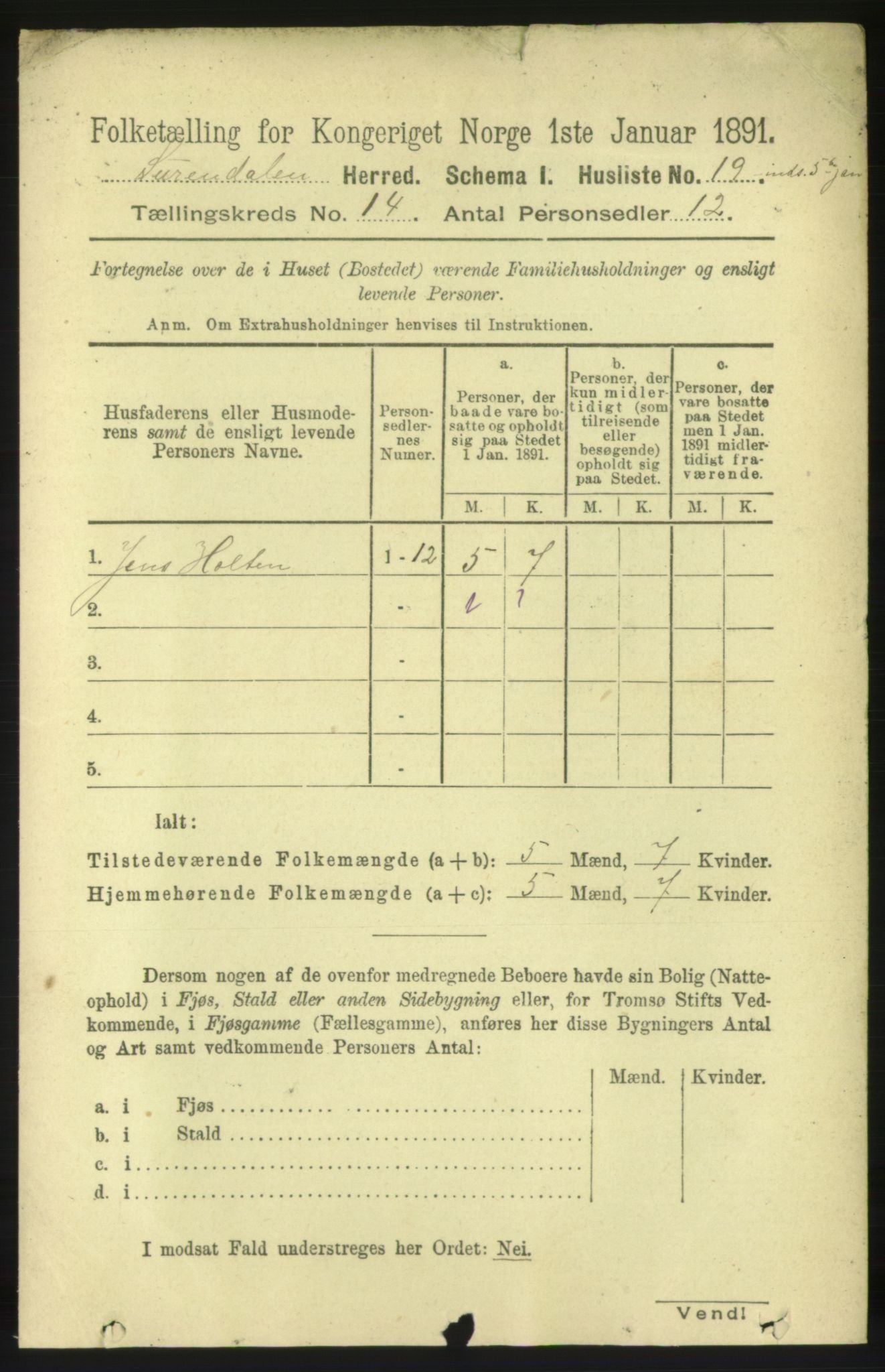 RA, 1891 census for 1566 Surnadal, 1891, p. 3500