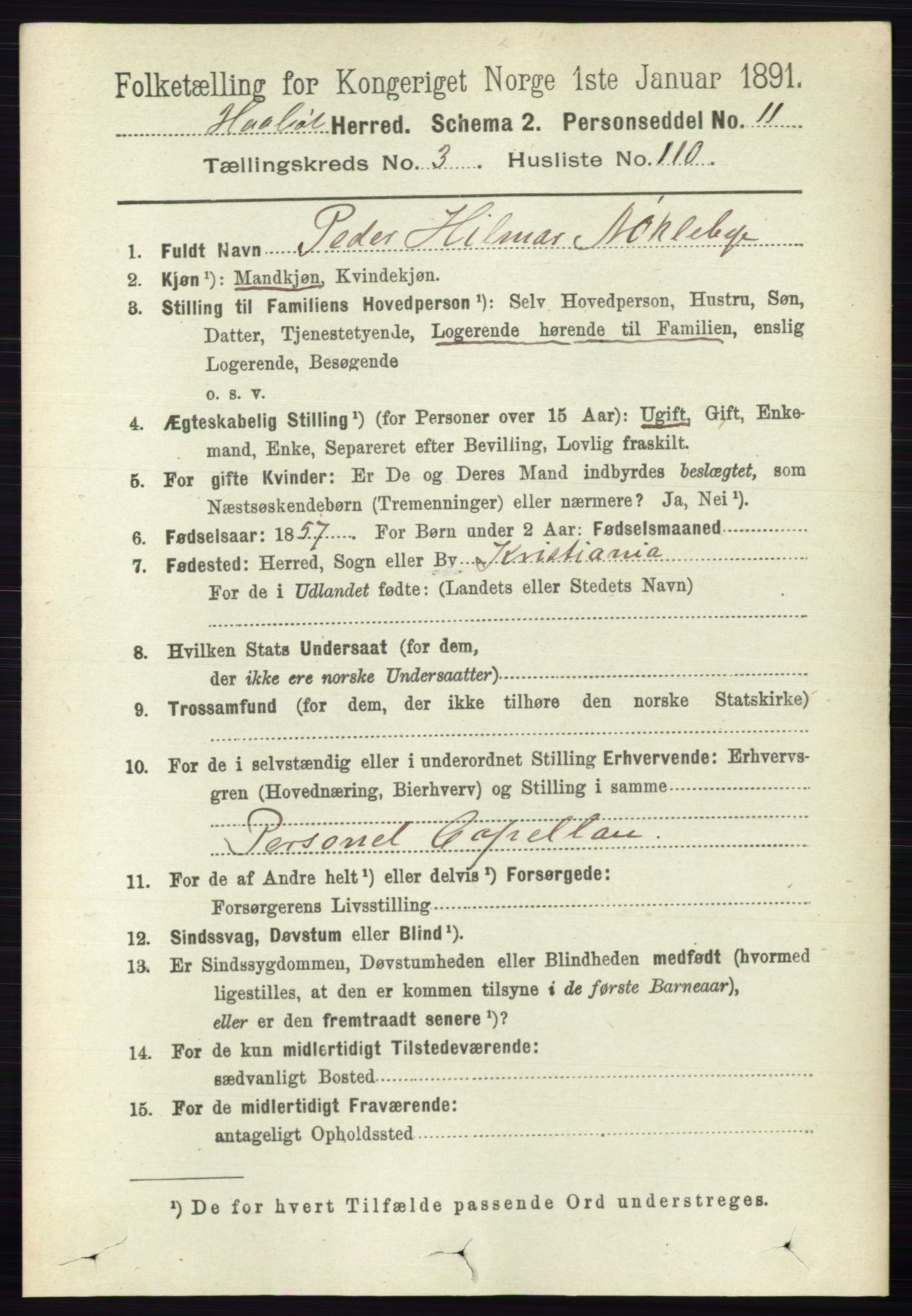 RA, 1891 census for 0138 Hobøl, 1891, p. 2280