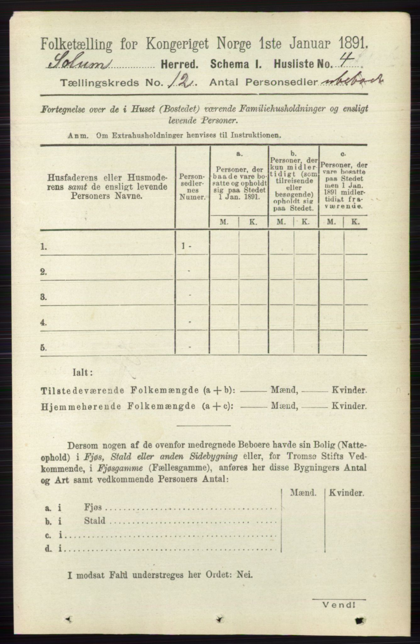 RA, 1891 census for 0818 Solum, 1891, p. 5546