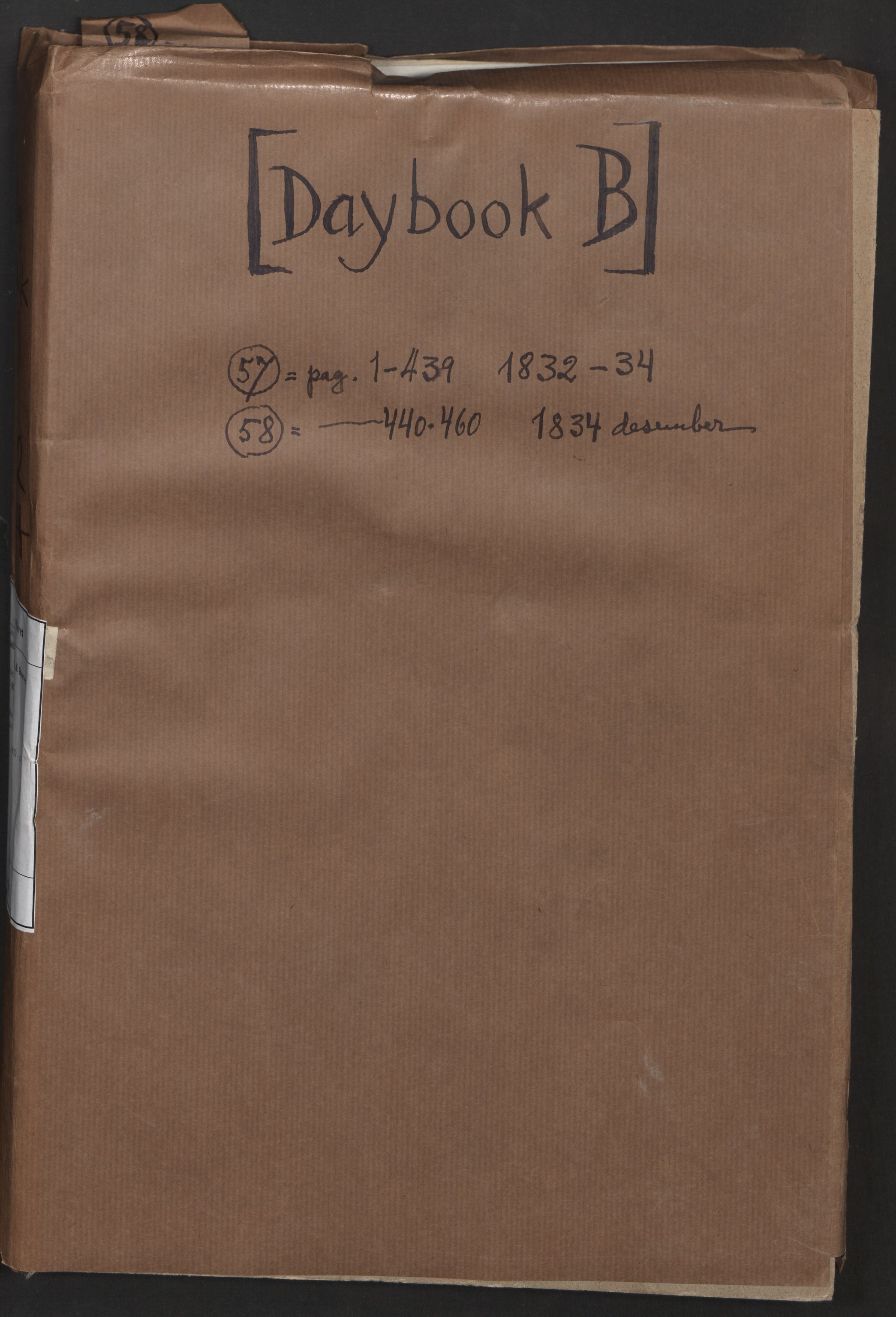 Smith, Goodhall & Reeves, AV/RA-PA-0586/R/L0002: Dagbok (Daybook) B, 1832-1834