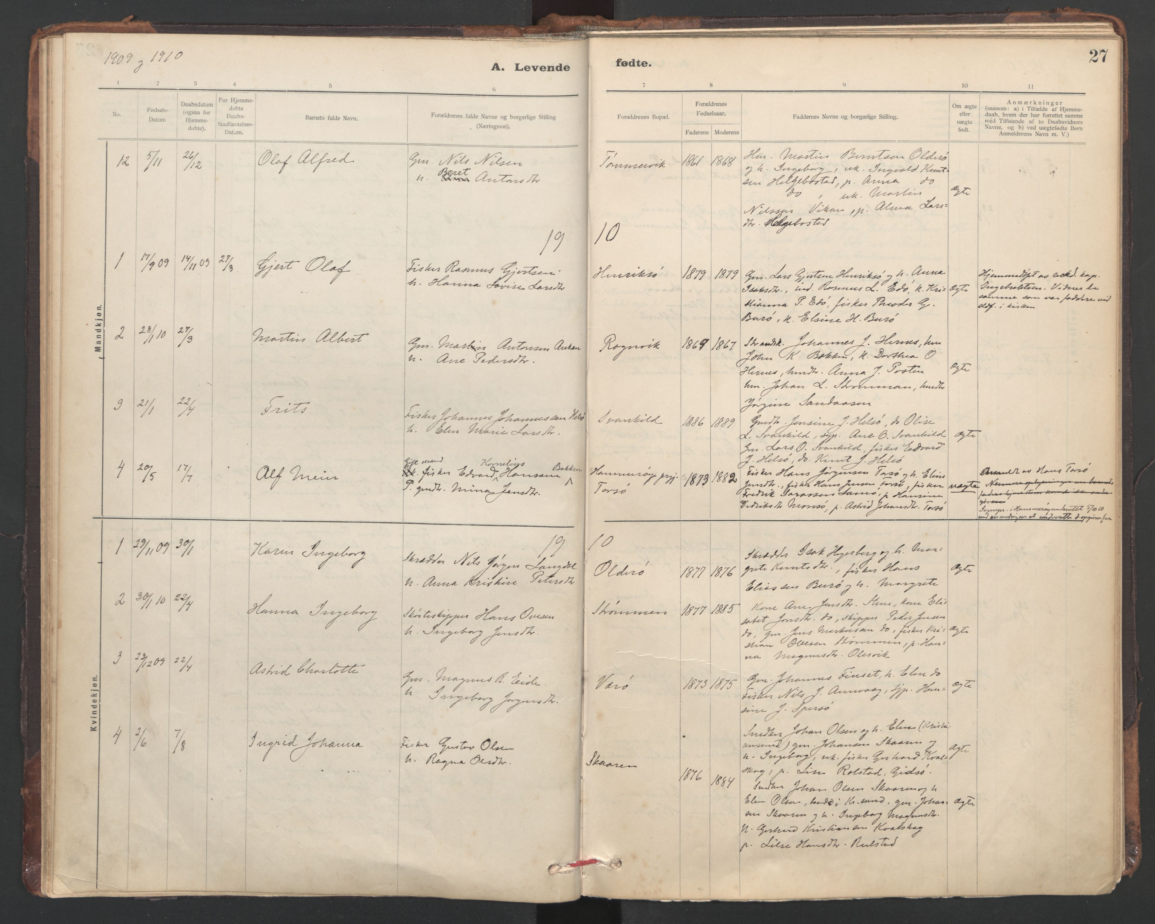 Ministerialprotokoller, klokkerbøker og fødselsregistre - Sør-Trøndelag, SAT/A-1456/635/L0552: Parish register (official) no. 635A02, 1899-1919, p. 27