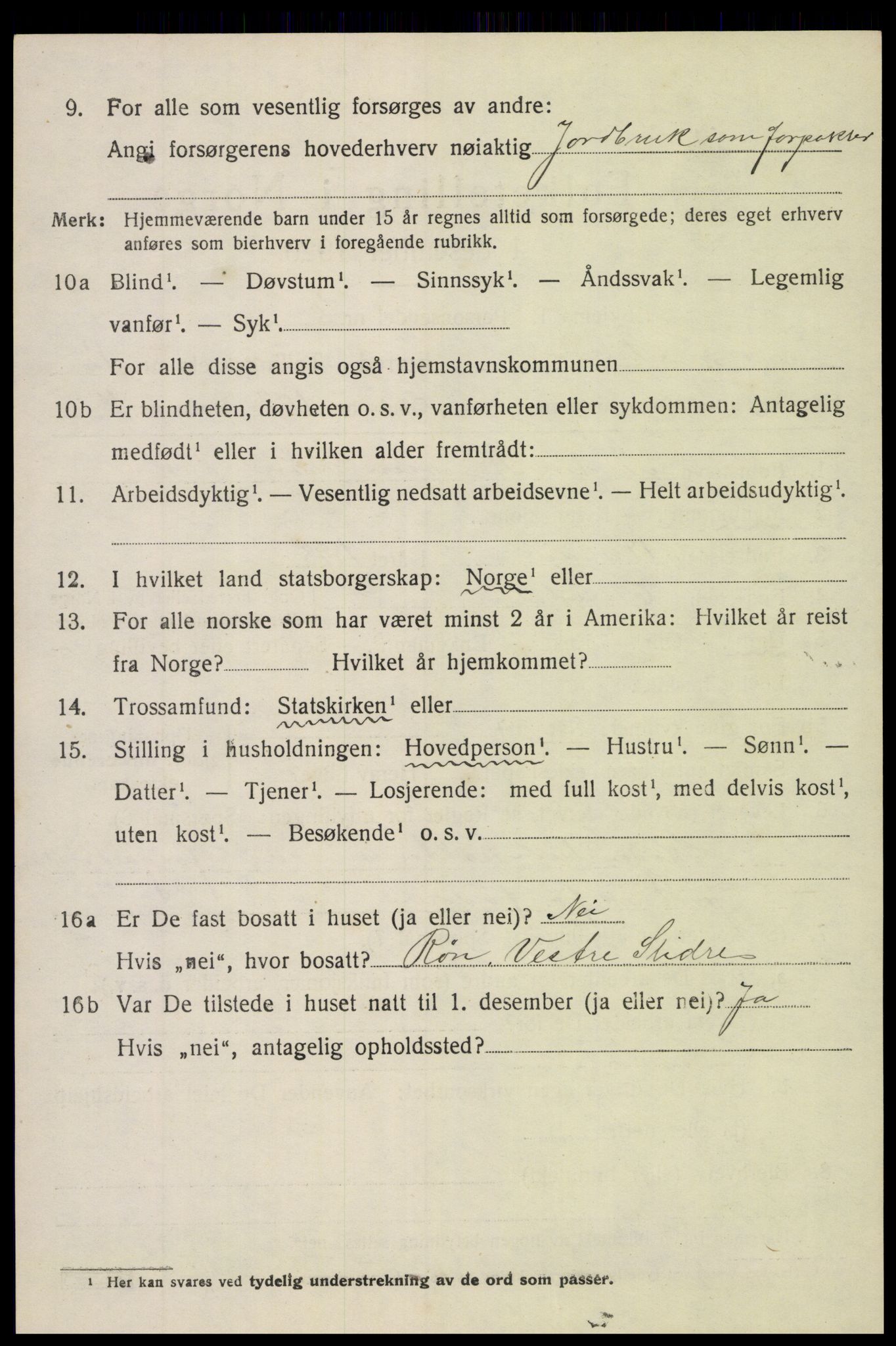 SAH, 1920 census for Nord-Aurdal, 1920, p. 9957