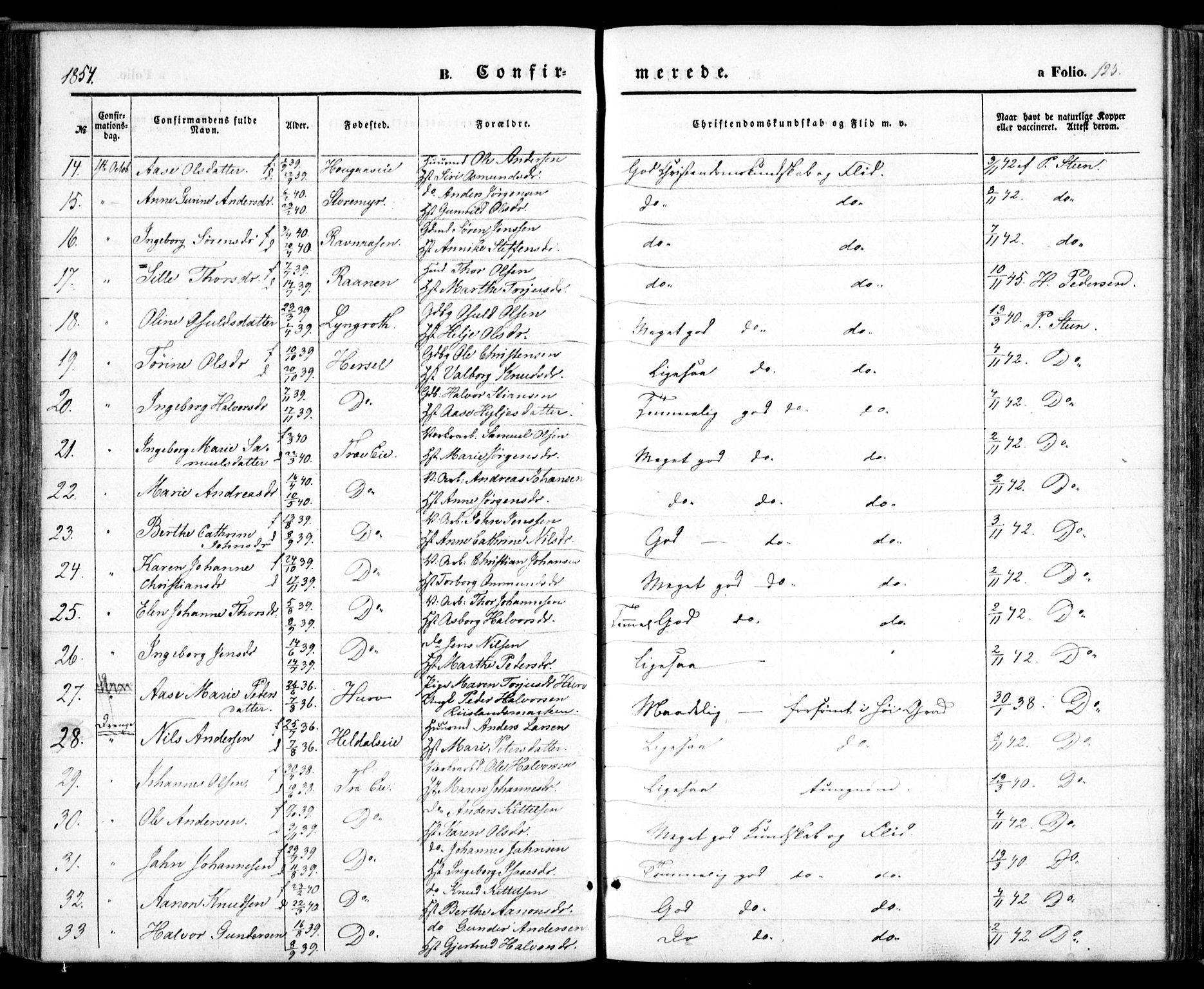 Froland sokneprestkontor, SAK/1111-0013/F/Fa/L0002: Parish register (official) no. A 2, 1845-1863, p. 125