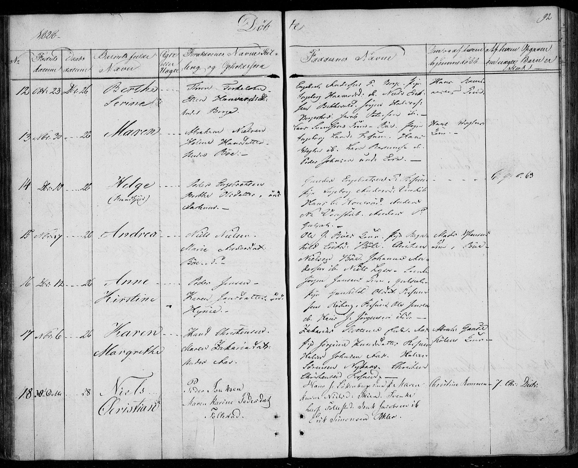 Gjerpen kirkebøker, SAKO/A-265/F/Fa/L0005: Parish register (official) no. I 5, 1823-1829, p. 92