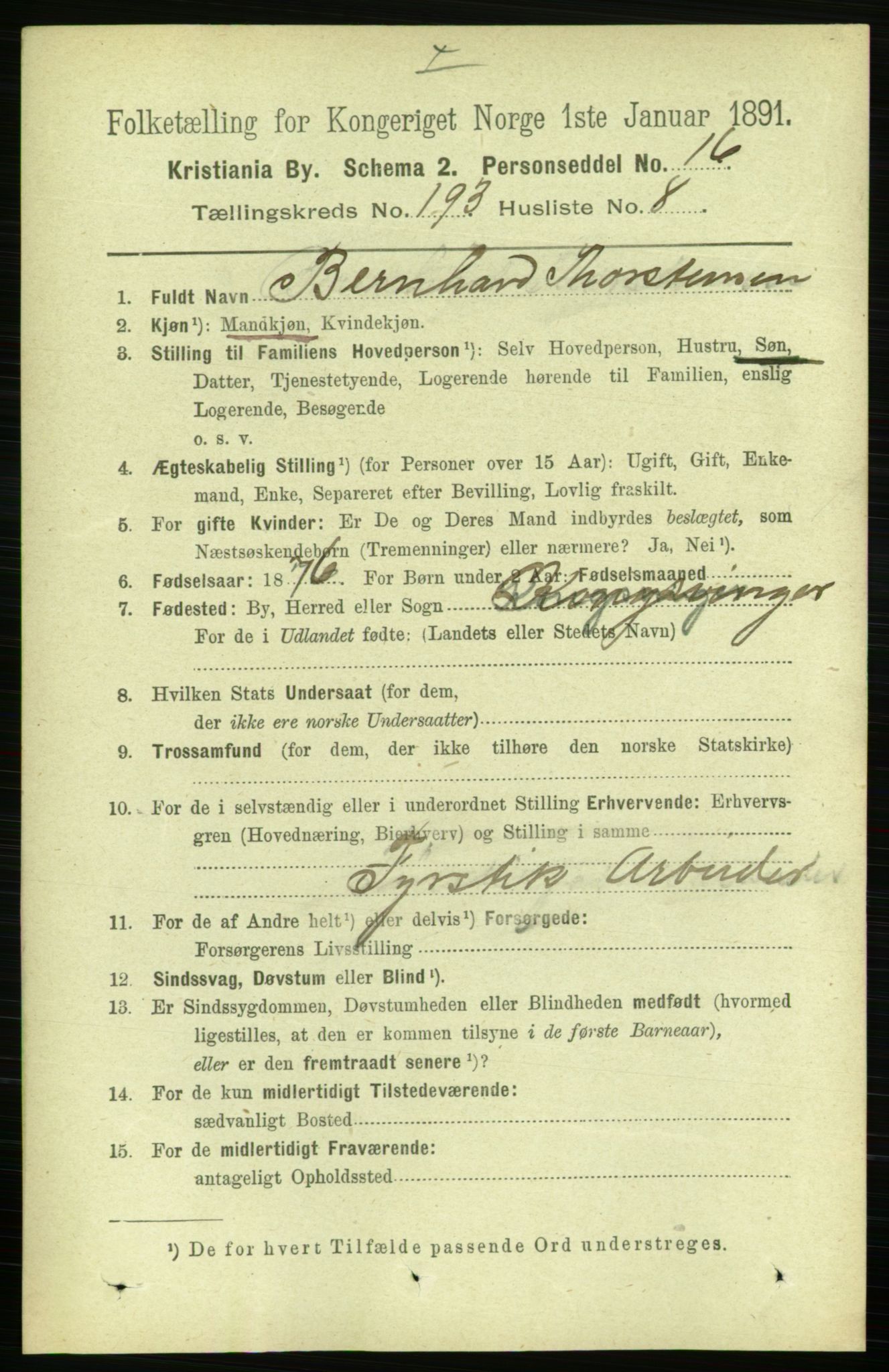 RA, 1891 census for 0301 Kristiania, 1891, p. 116318