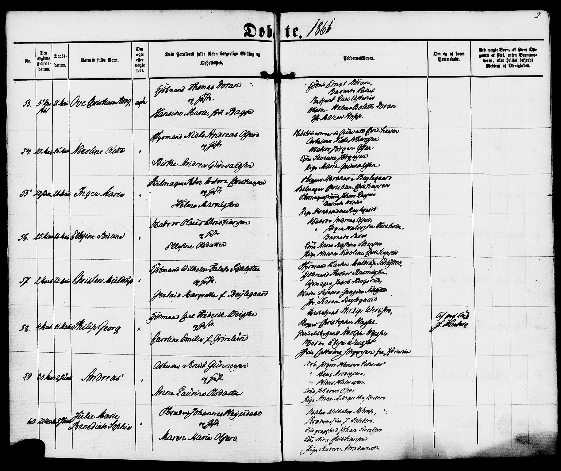 Kragerø kirkebøker, AV/SAKO-A-278/F/Fa/L0007: Parish register (official) no. 7, 1861-1875, p. 2
