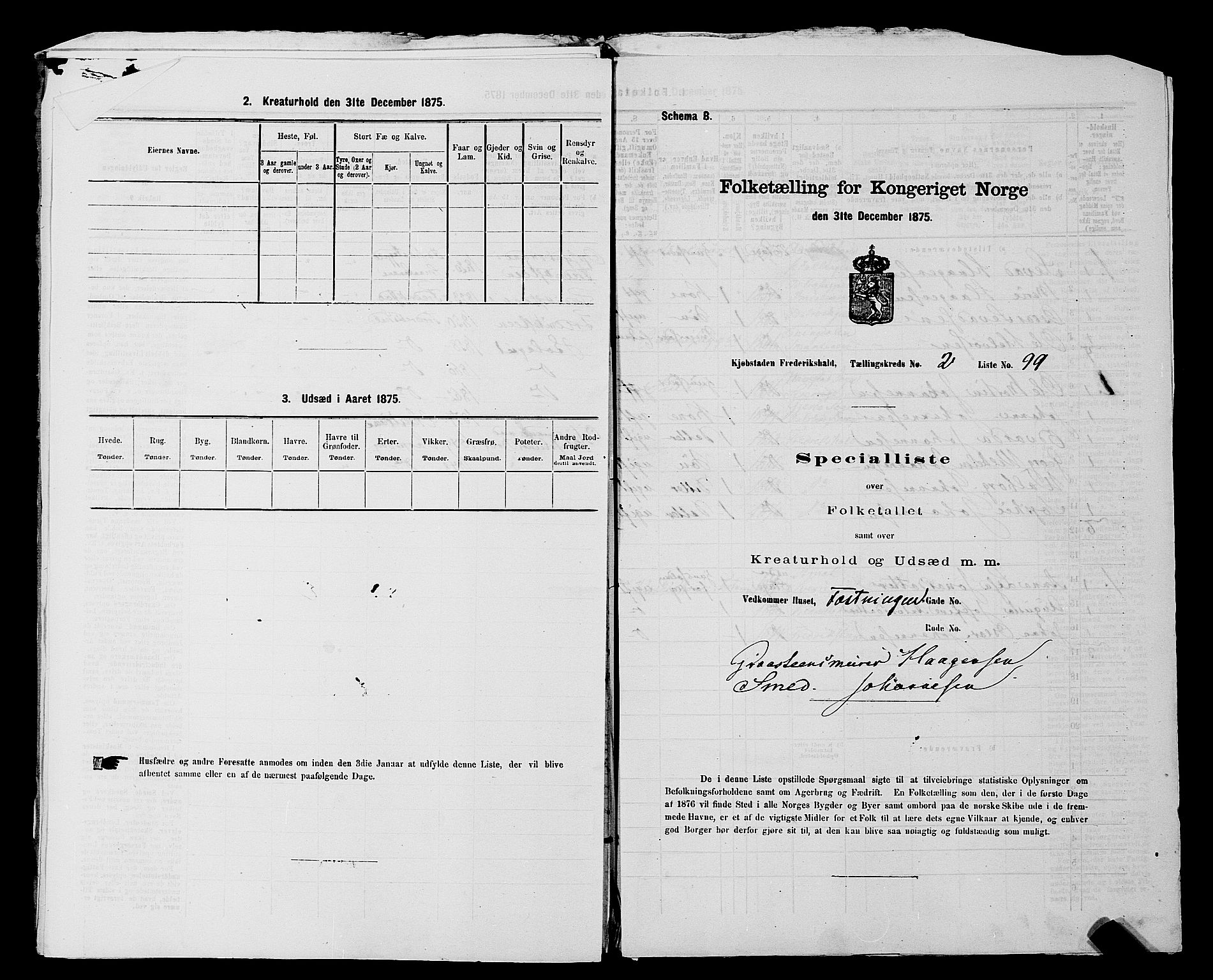 RA, 1875 census for 0101P Fredrikshald, 1875, p. 234