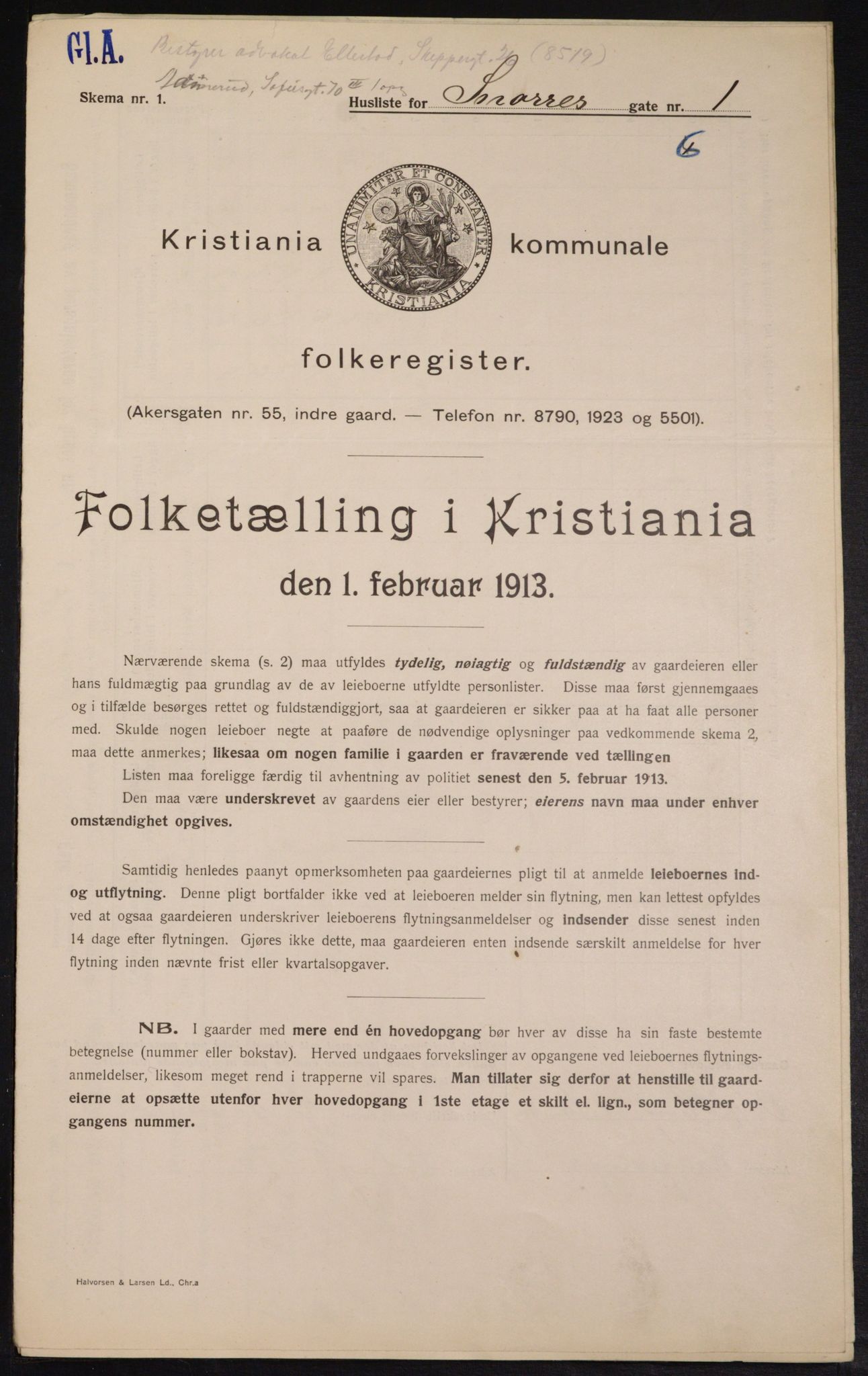 OBA, Municipal Census 1913 for Kristiania, 1913, p. 98115