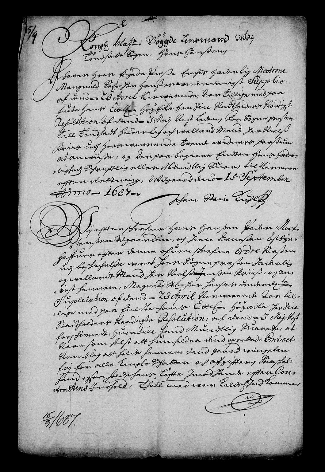 Stattholderembetet 1572-1771, RA/EA-2870/Af/L0002: Avskrifter av vedlegg til originale supplikker, nummerert i samsvar med supplikkbøkene, 1687-1689, p. 346