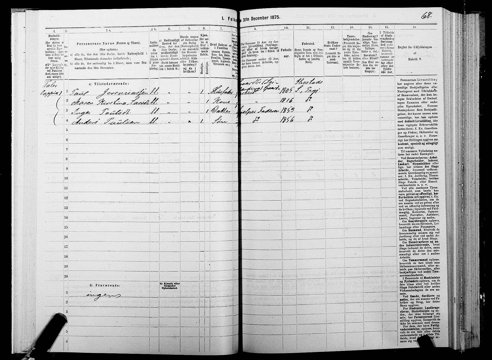 SATØ, 1875 census for 1917P Ibestad, 1875, p. 4068