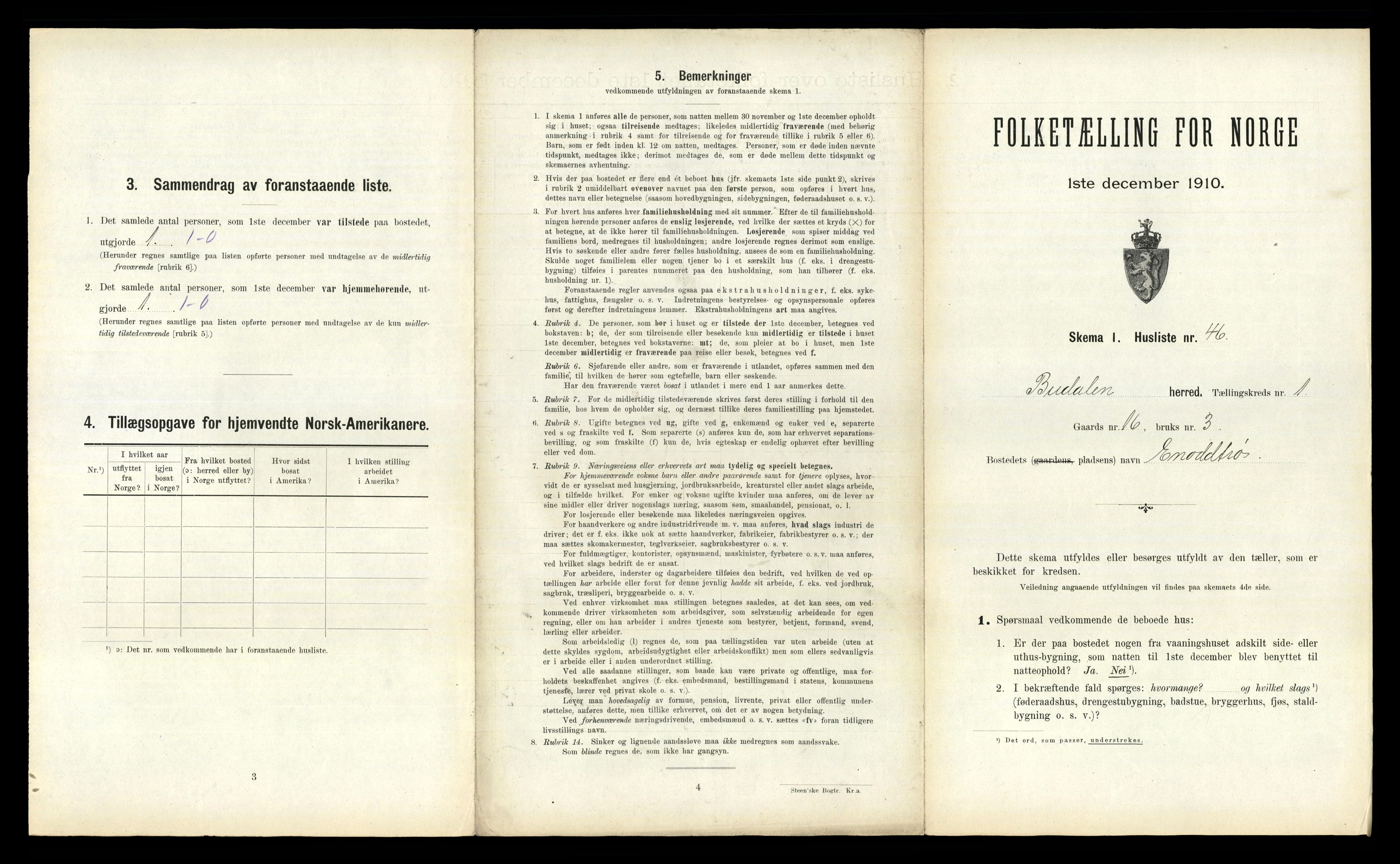 RA, 1910 census for Budal, 1910, p. 105