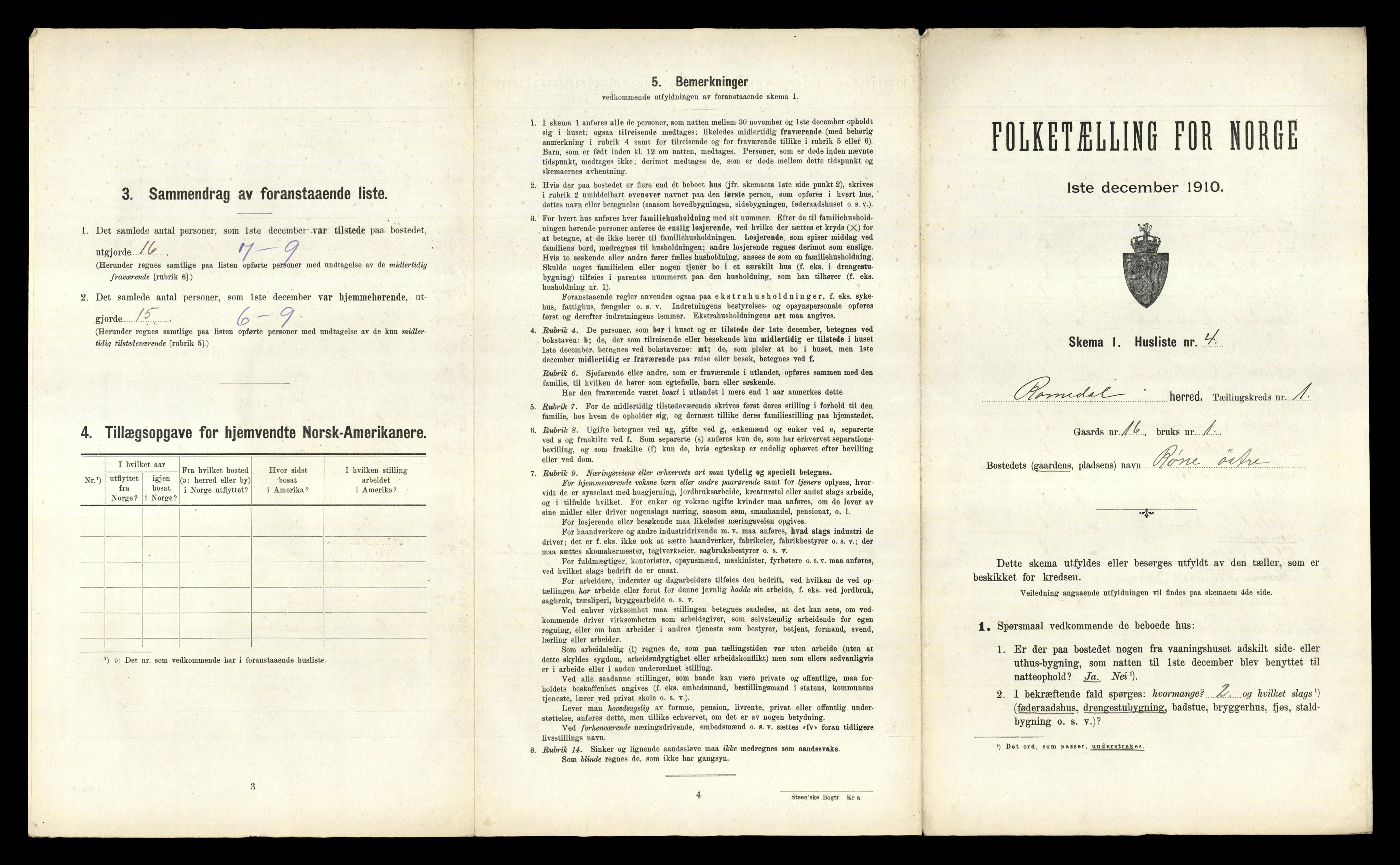 RA, 1910 census for Romedal, 1910, p. 57