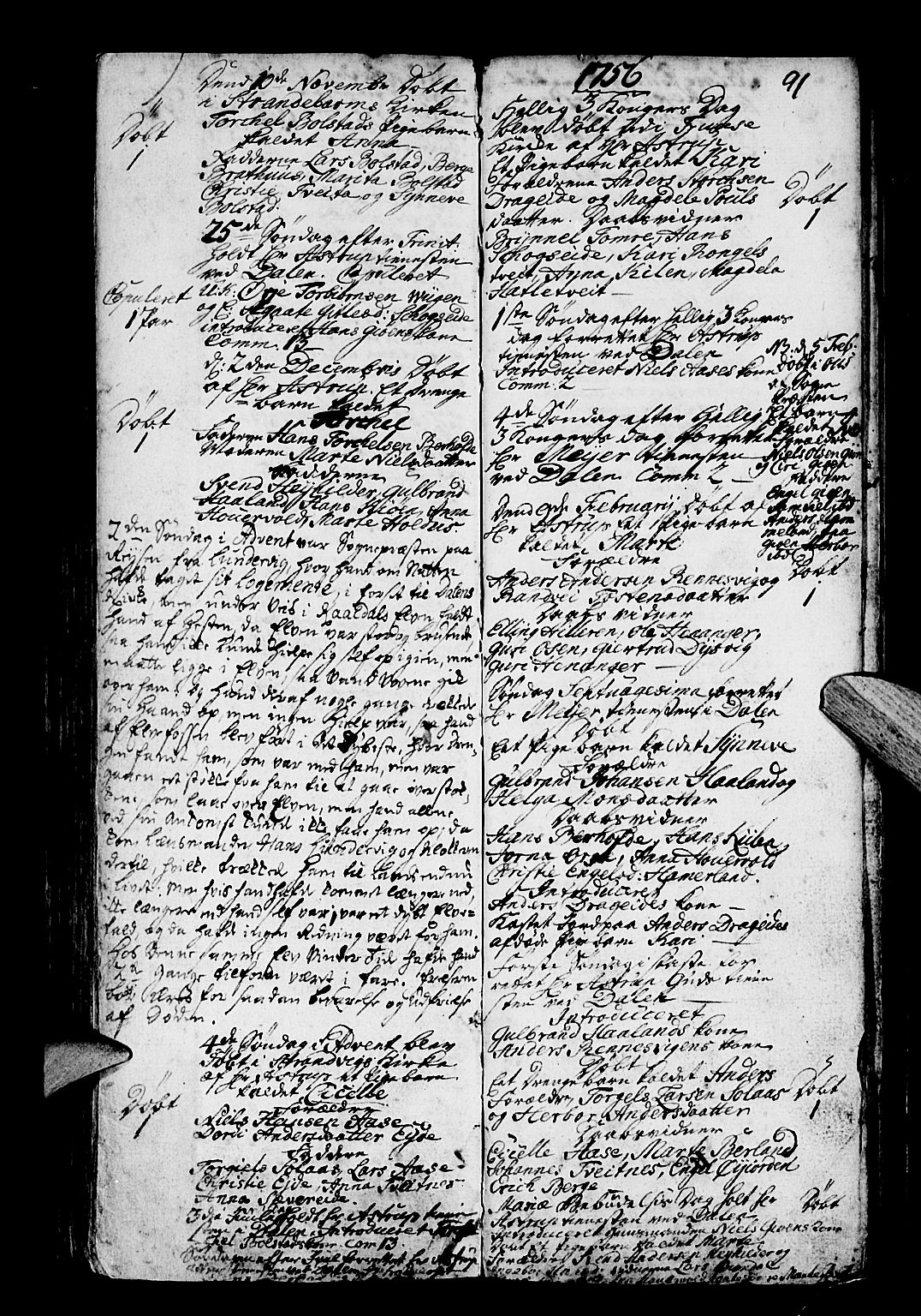 Os sokneprestembete, SAB/A-99929: Parish register (official) no. A 3, 1669-1760, p. 91