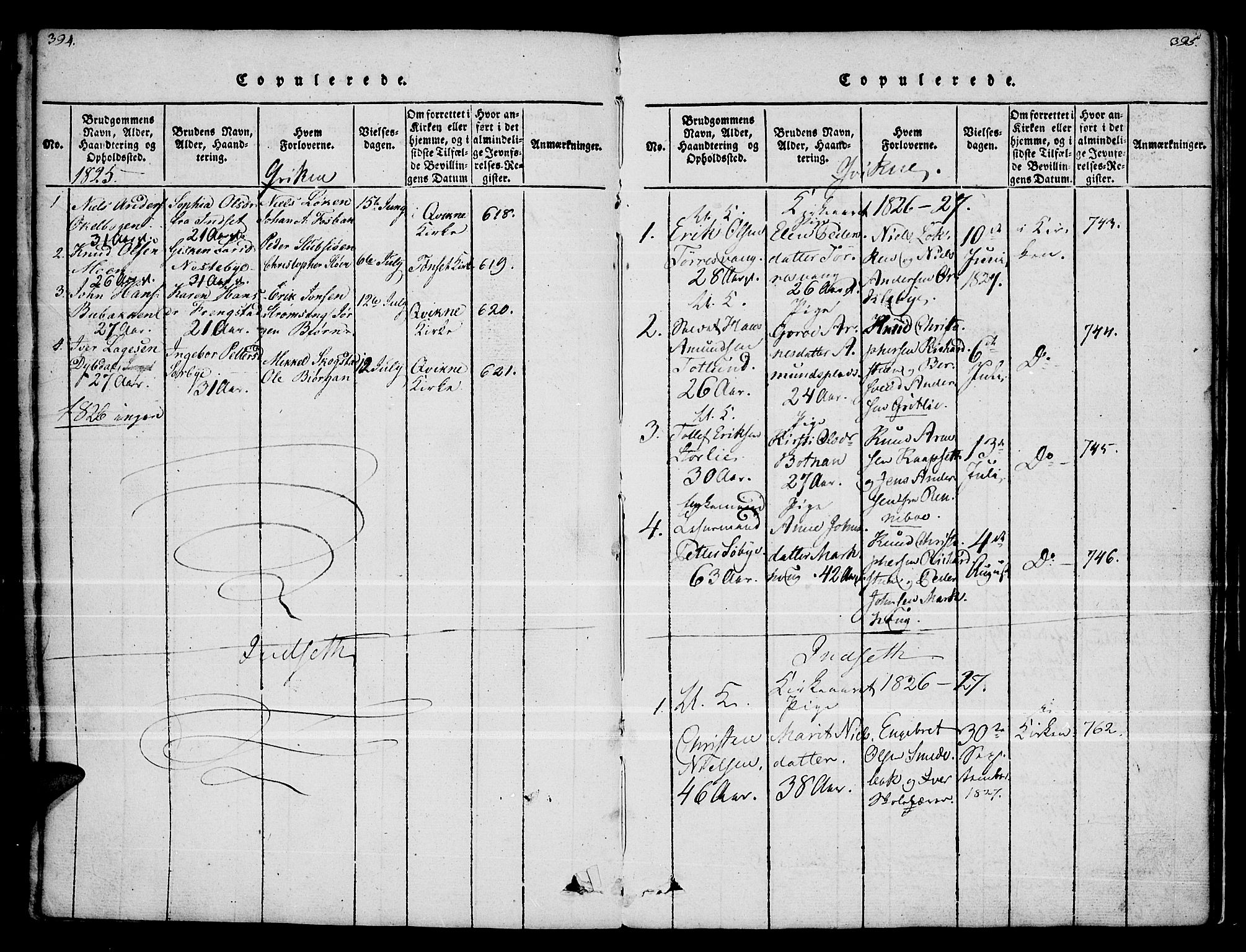 Kvikne prestekontor, SAH/PREST-064/H/Ha/Haa/L0004: Parish register (official) no. 4, 1815-1840, p. 394-395