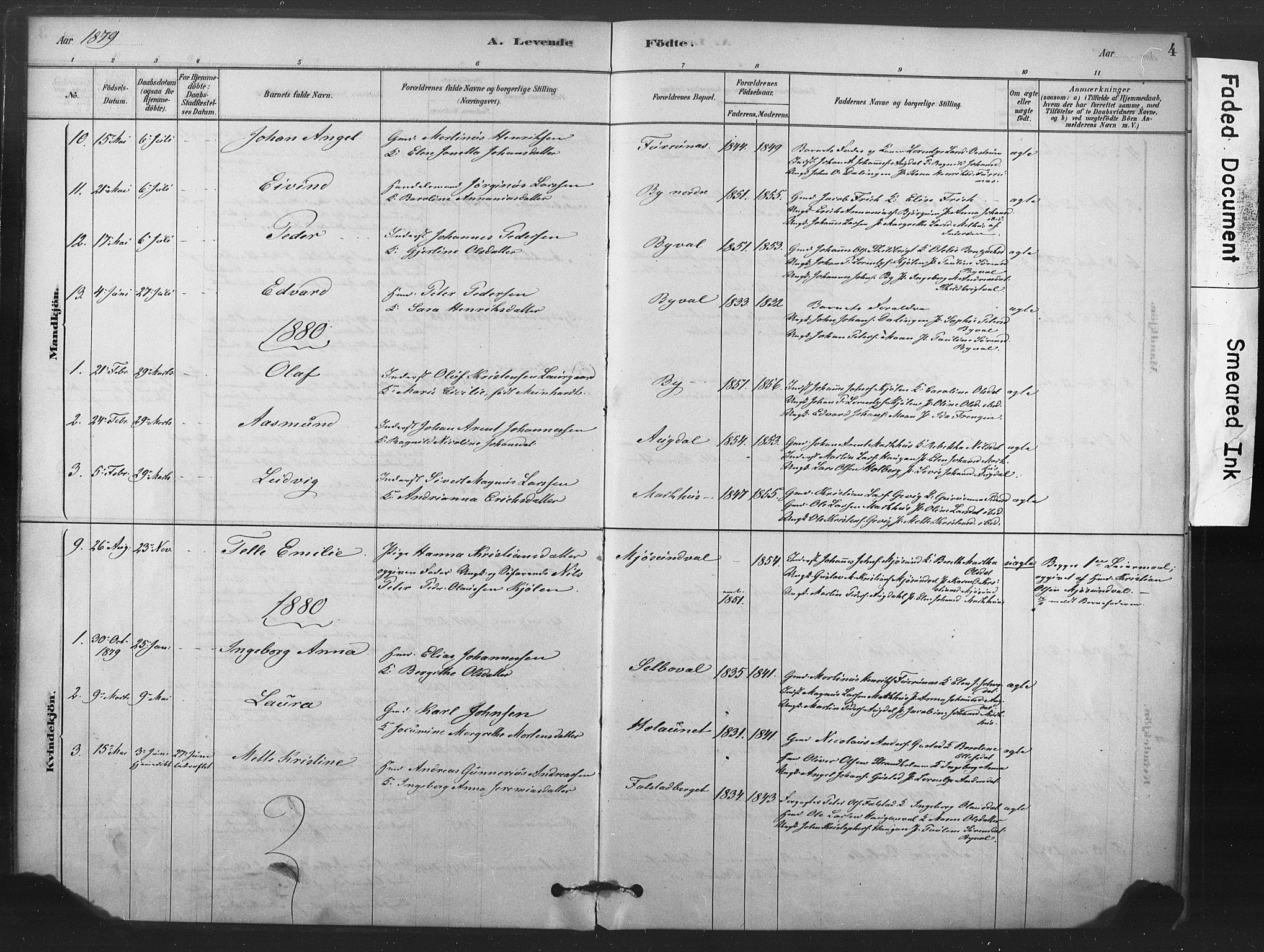 Ministerialprotokoller, klokkerbøker og fødselsregistre - Nord-Trøndelag, SAT/A-1458/719/L0178: Parish register (official) no. 719A01, 1878-1900, p. 4