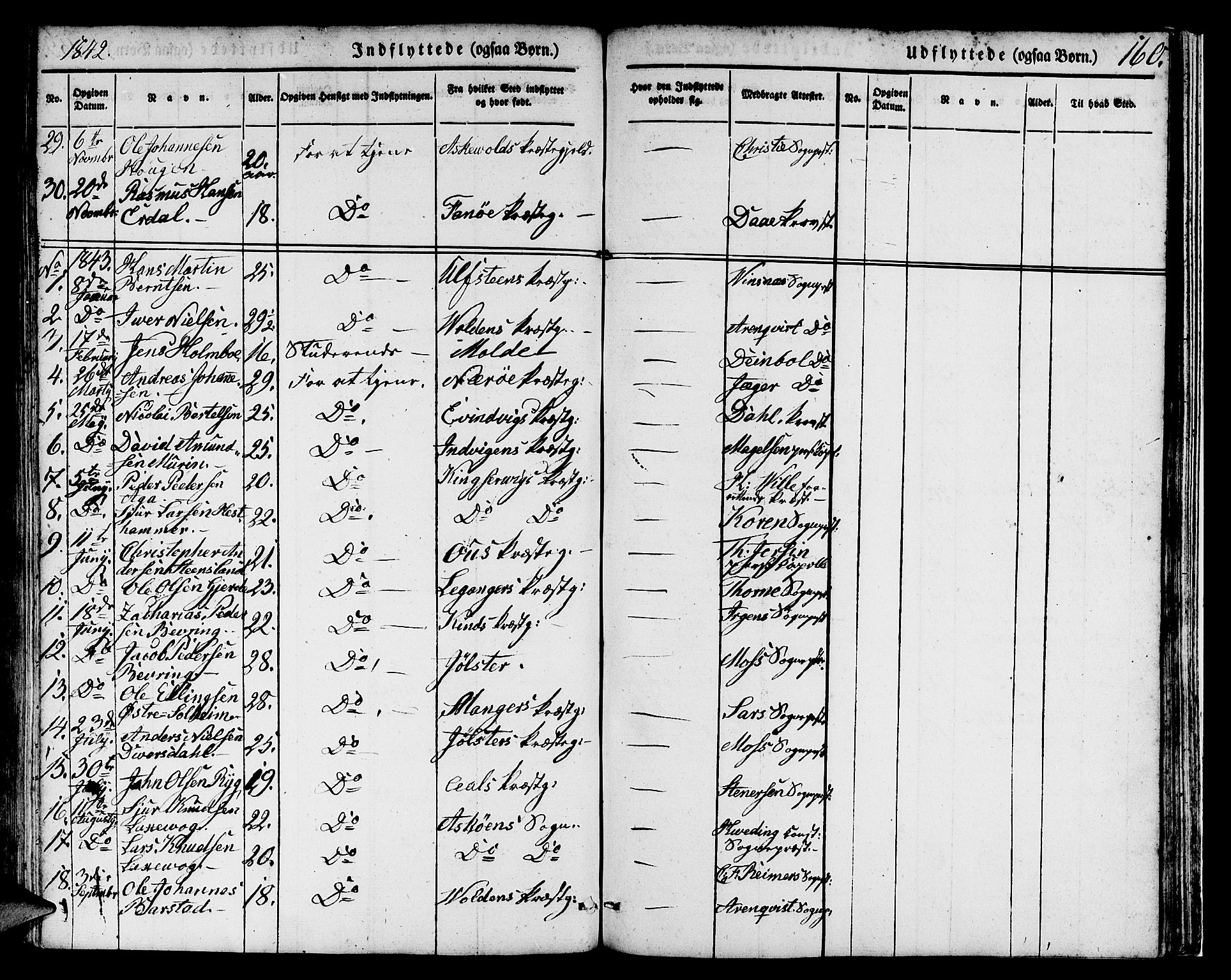 Domkirken sokneprestembete, SAB/A-74801/H/Hab/L0029: Parish register (copy) no. D 1, 1839-1857, p. 160