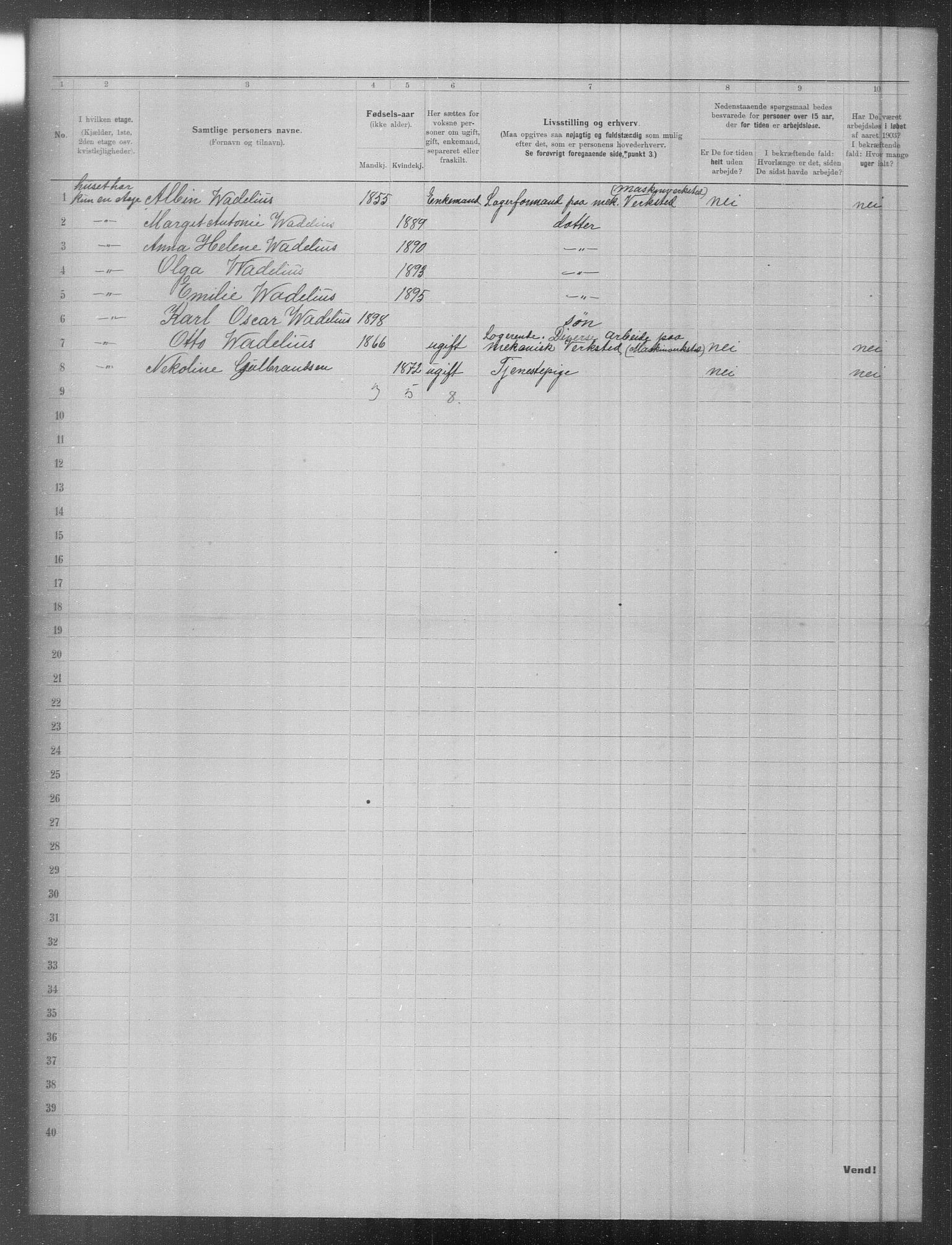 OBA, Municipal Census 1903 for Kristiania, 1903, p. 6896