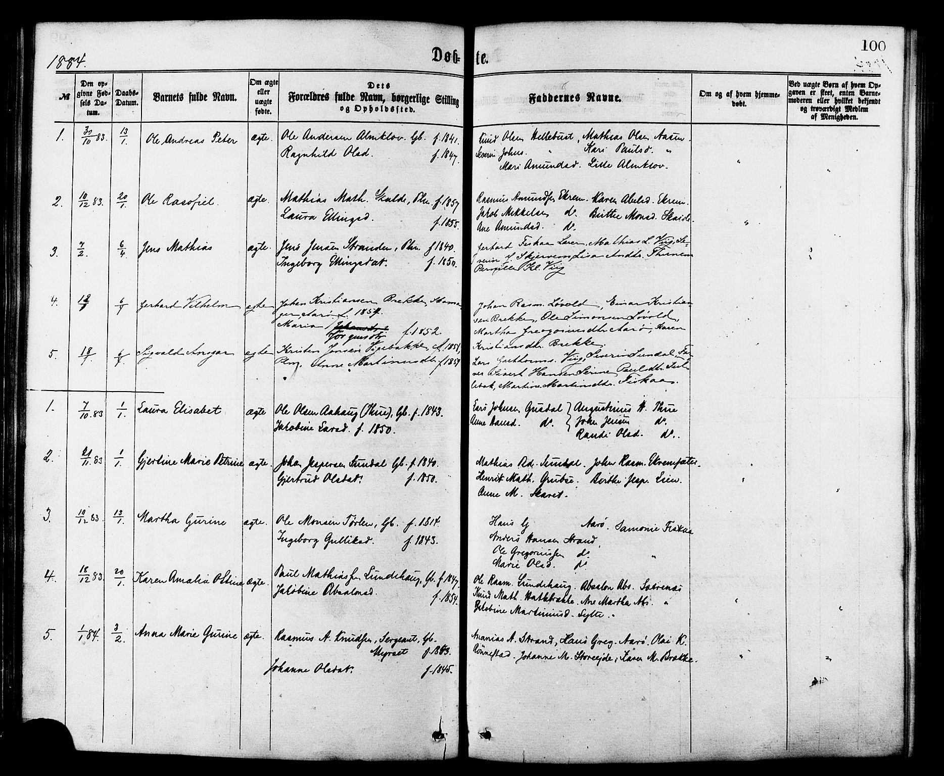 Ministerialprotokoller, klokkerbøker og fødselsregistre - Møre og Romsdal, AV/SAT-A-1454/501/L0007: Parish register (official) no. 501A07, 1868-1884, p. 100